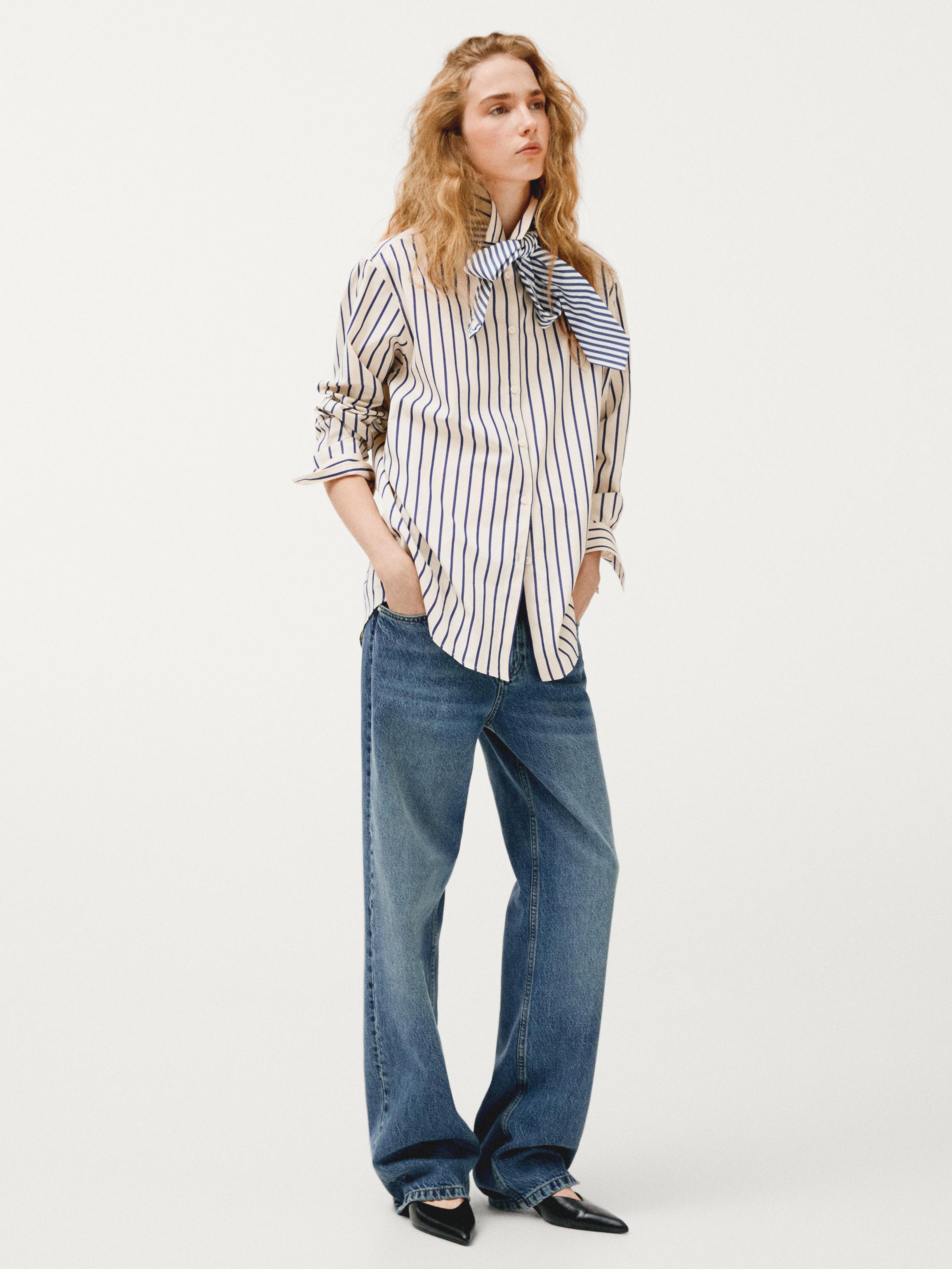 100% cotton striped shirt — Vanilla