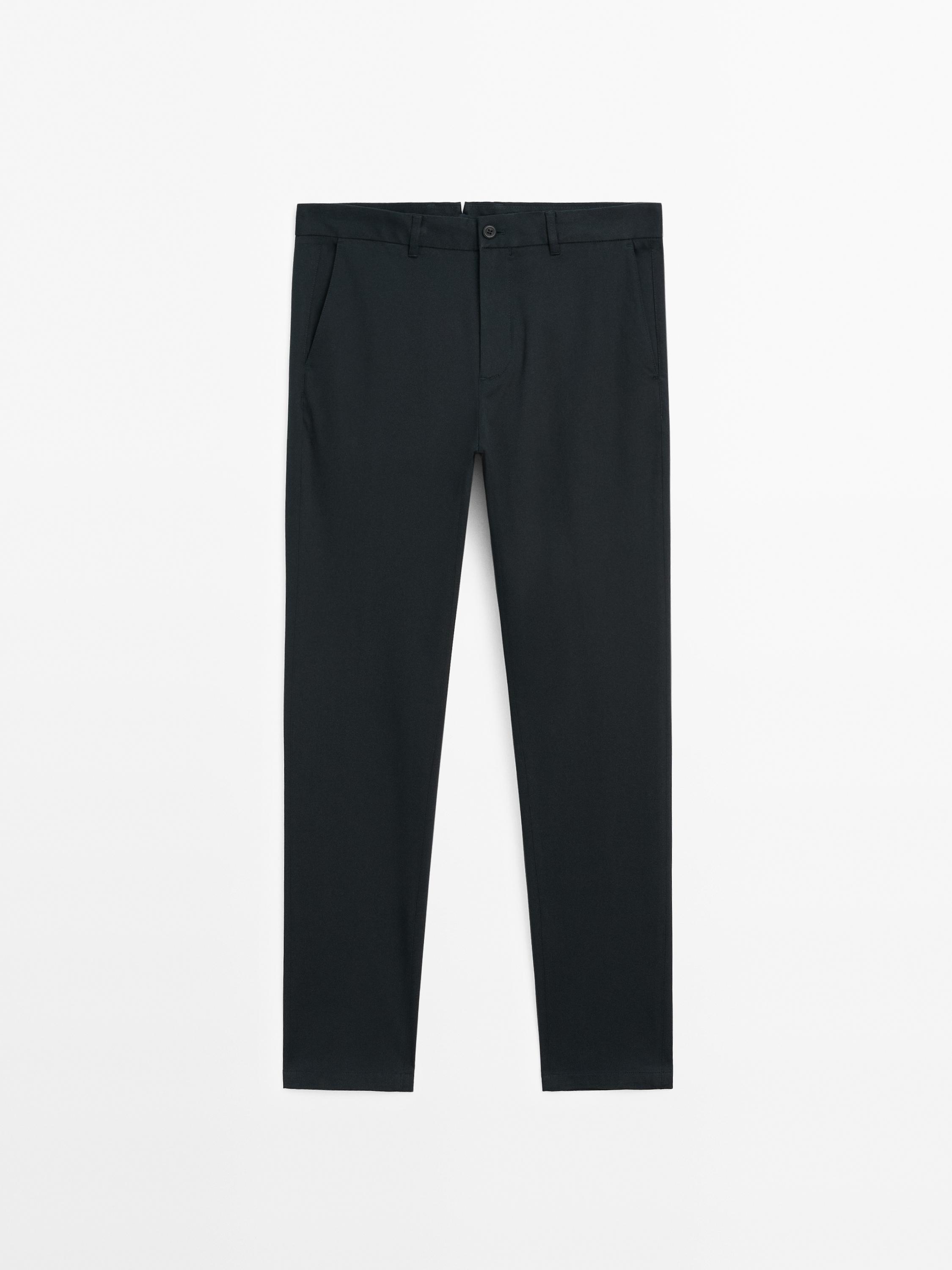 Slim fit comfort cotton blend trousers