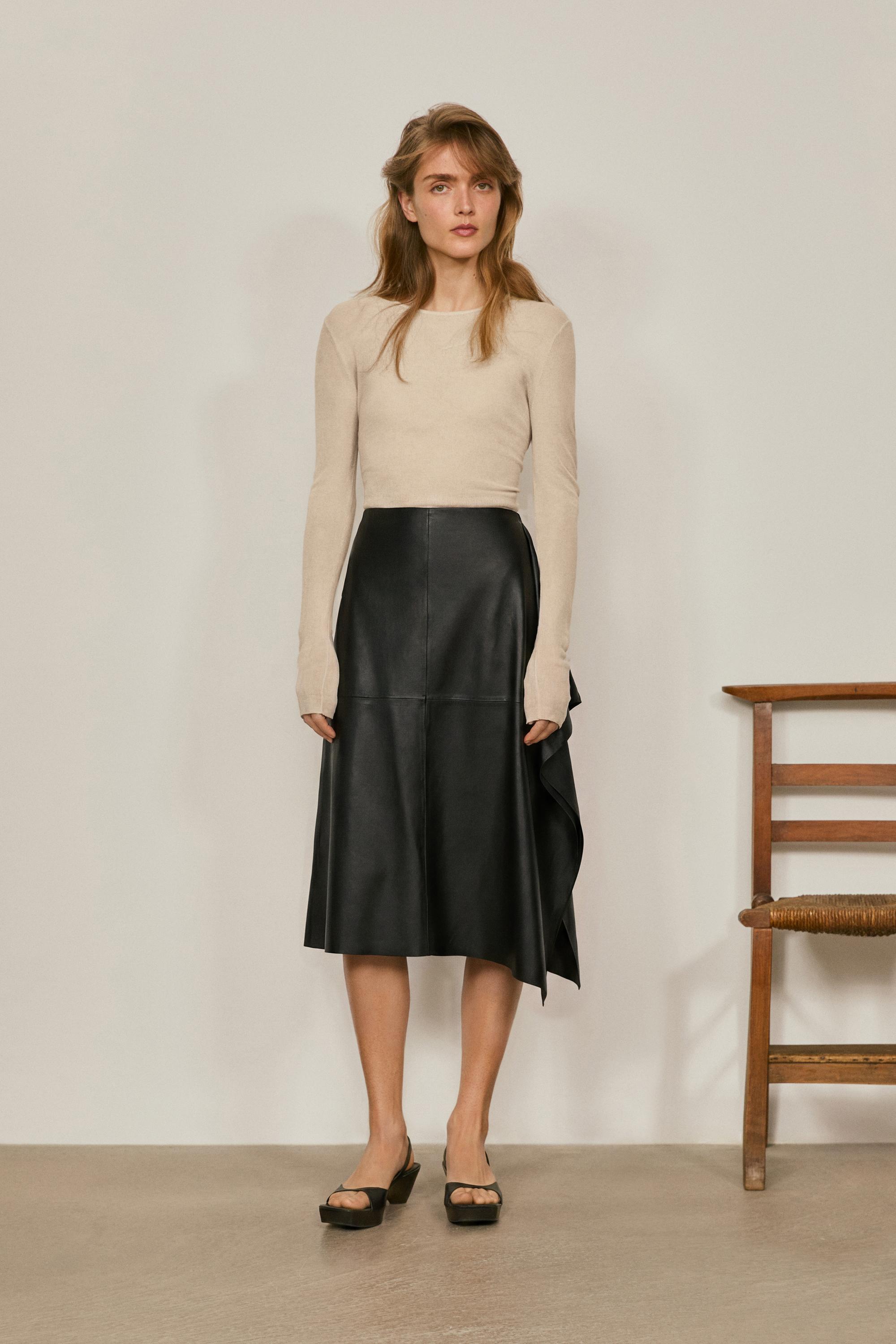 Nappa leather midi skirt - LIMITED EDITION — BLACK