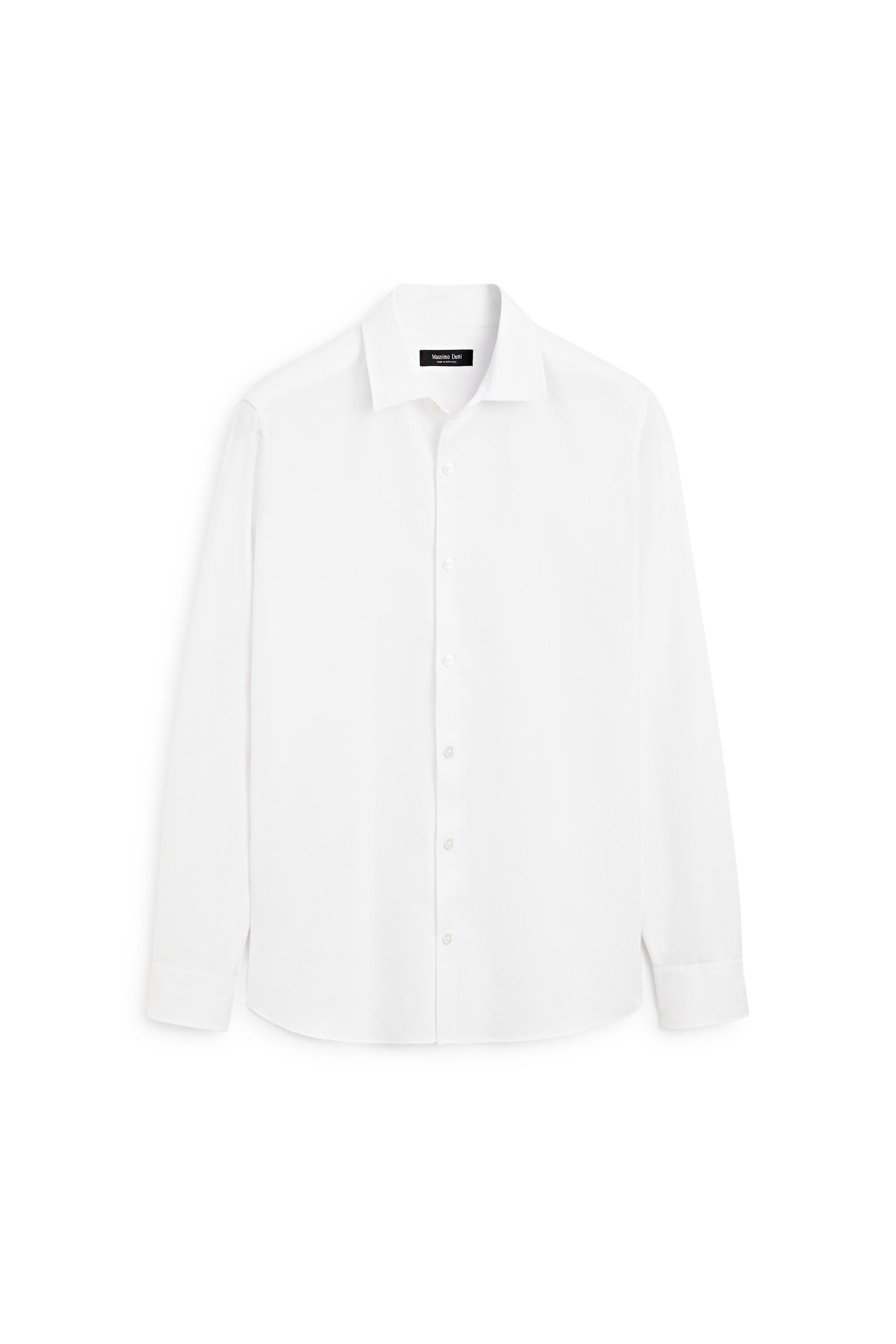 100% Cotton Twill Regular Fit Shirt — WHITE