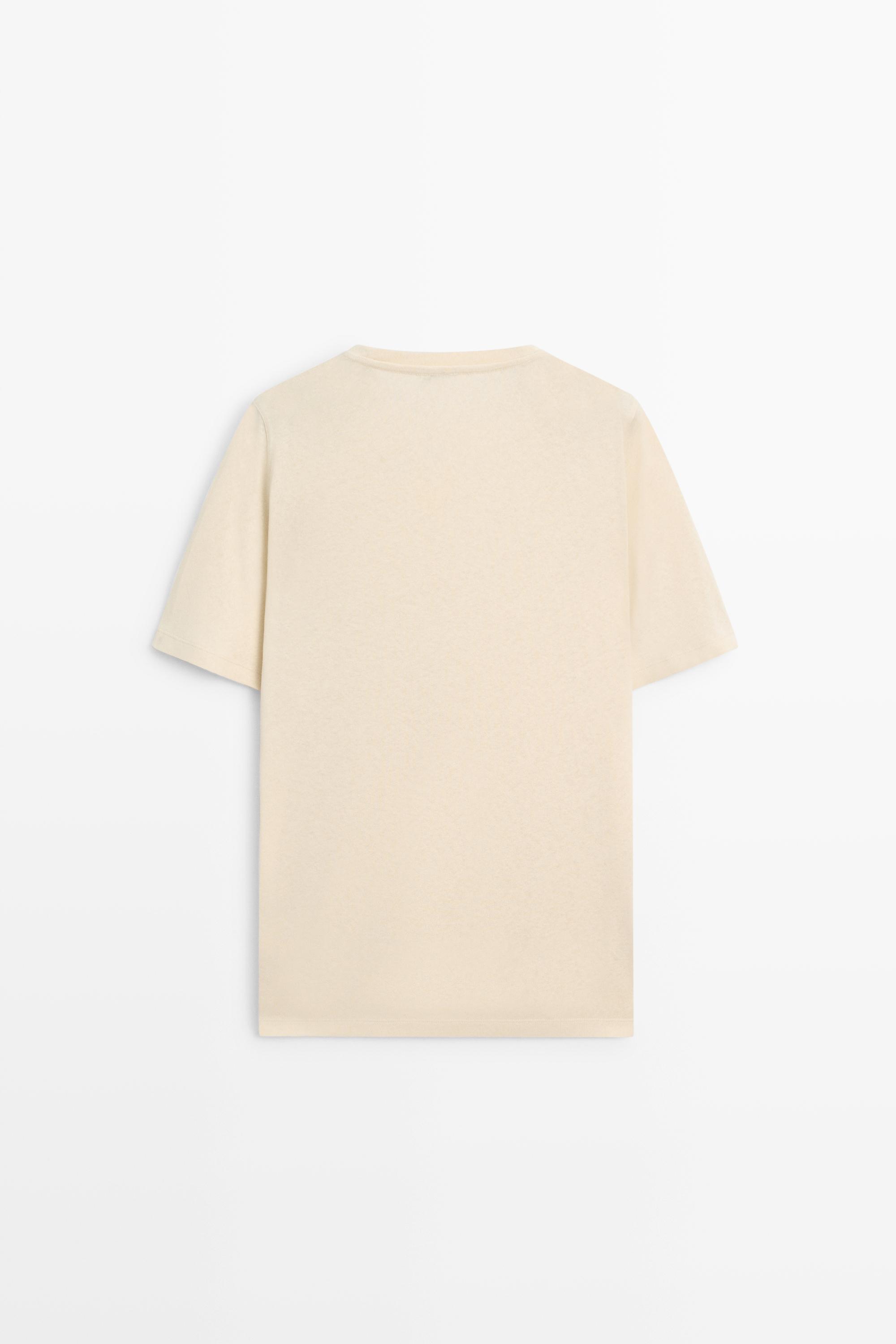 Short sleeve linen and cotton T-shirt — YELLOW