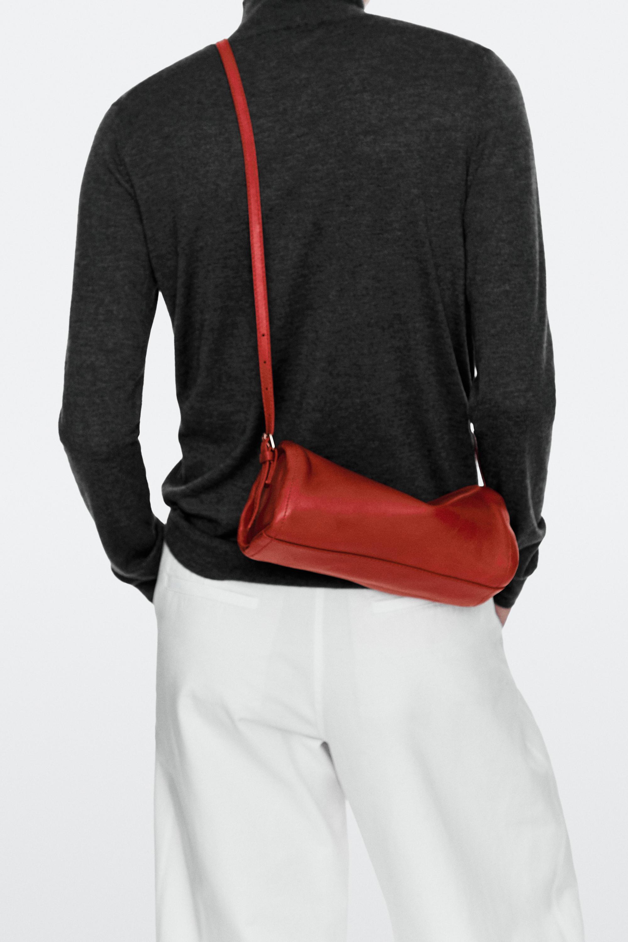 Nappa leather crossbody bag — CORAL RED