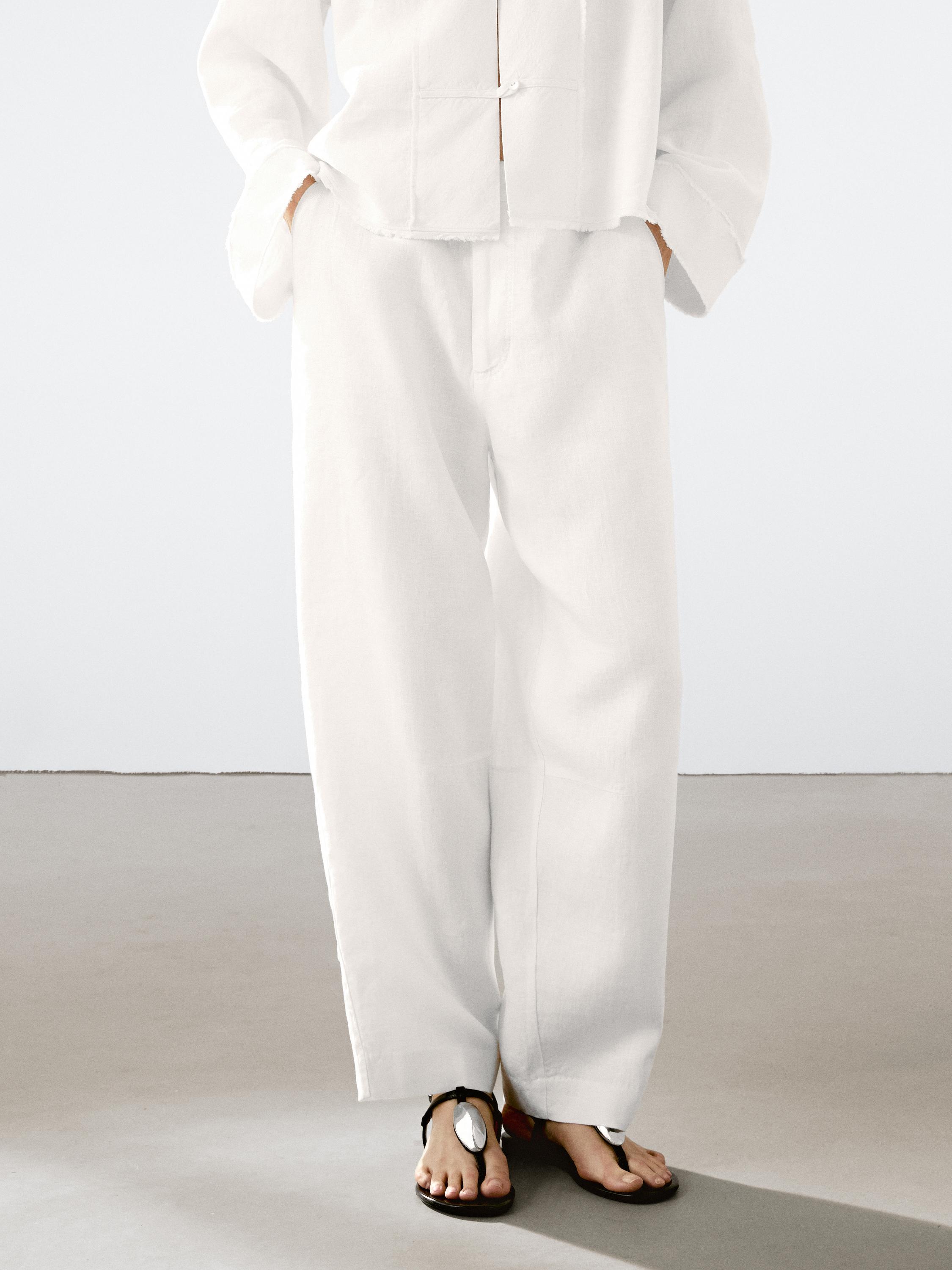 Flowing 100% linen trousers