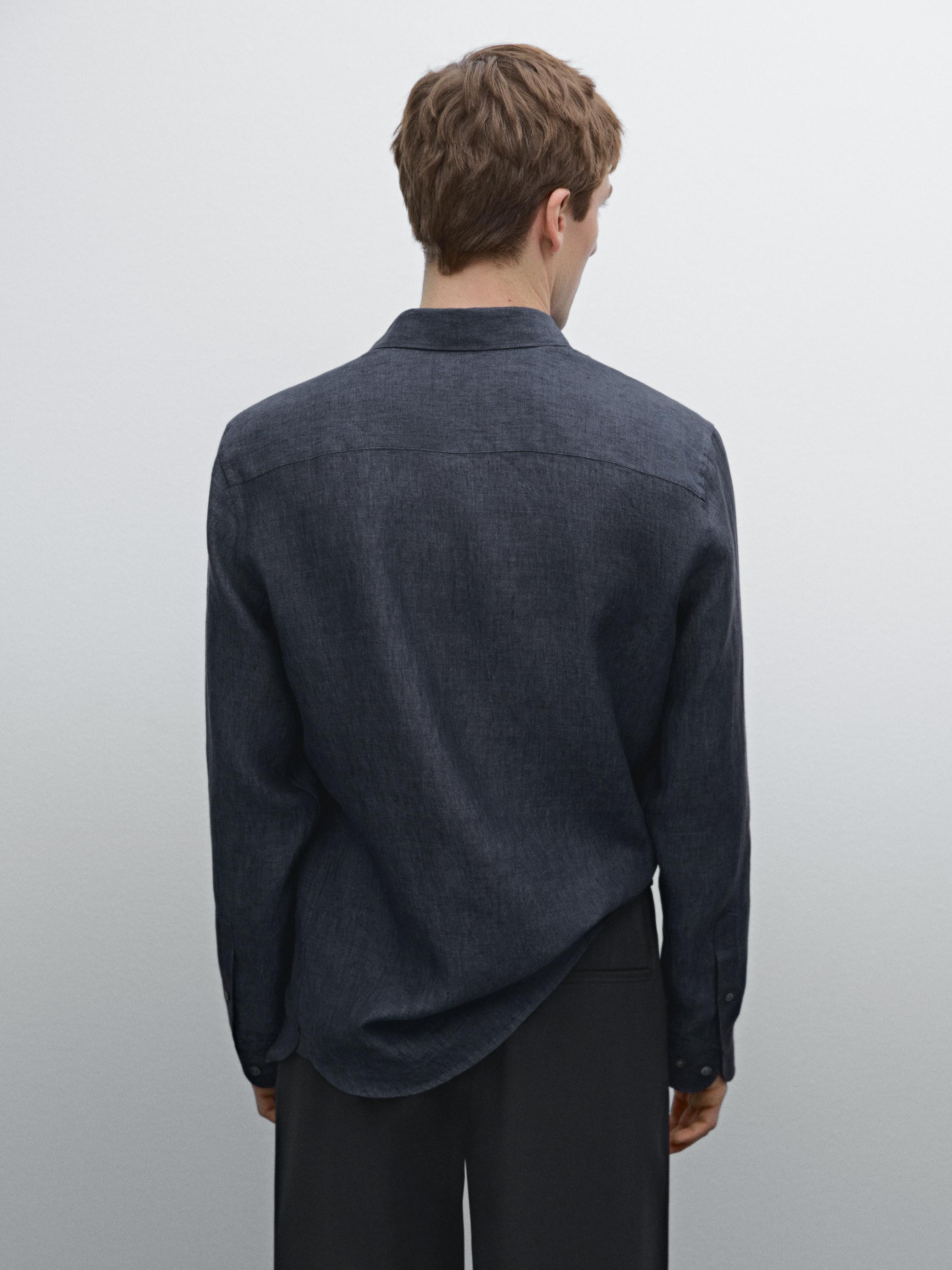 Slim fit faded 100% linen shirt