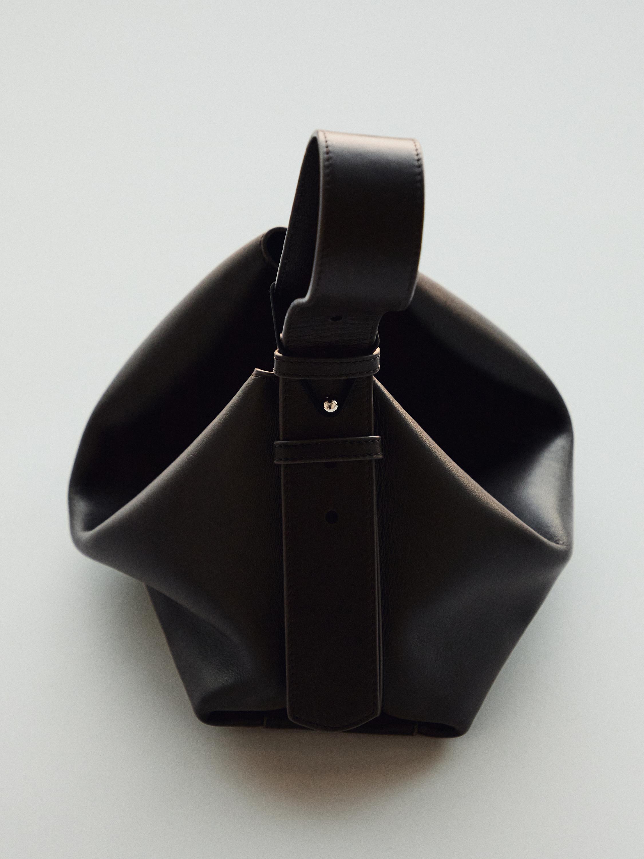 Small nappa leather shoulder bag — BROWN