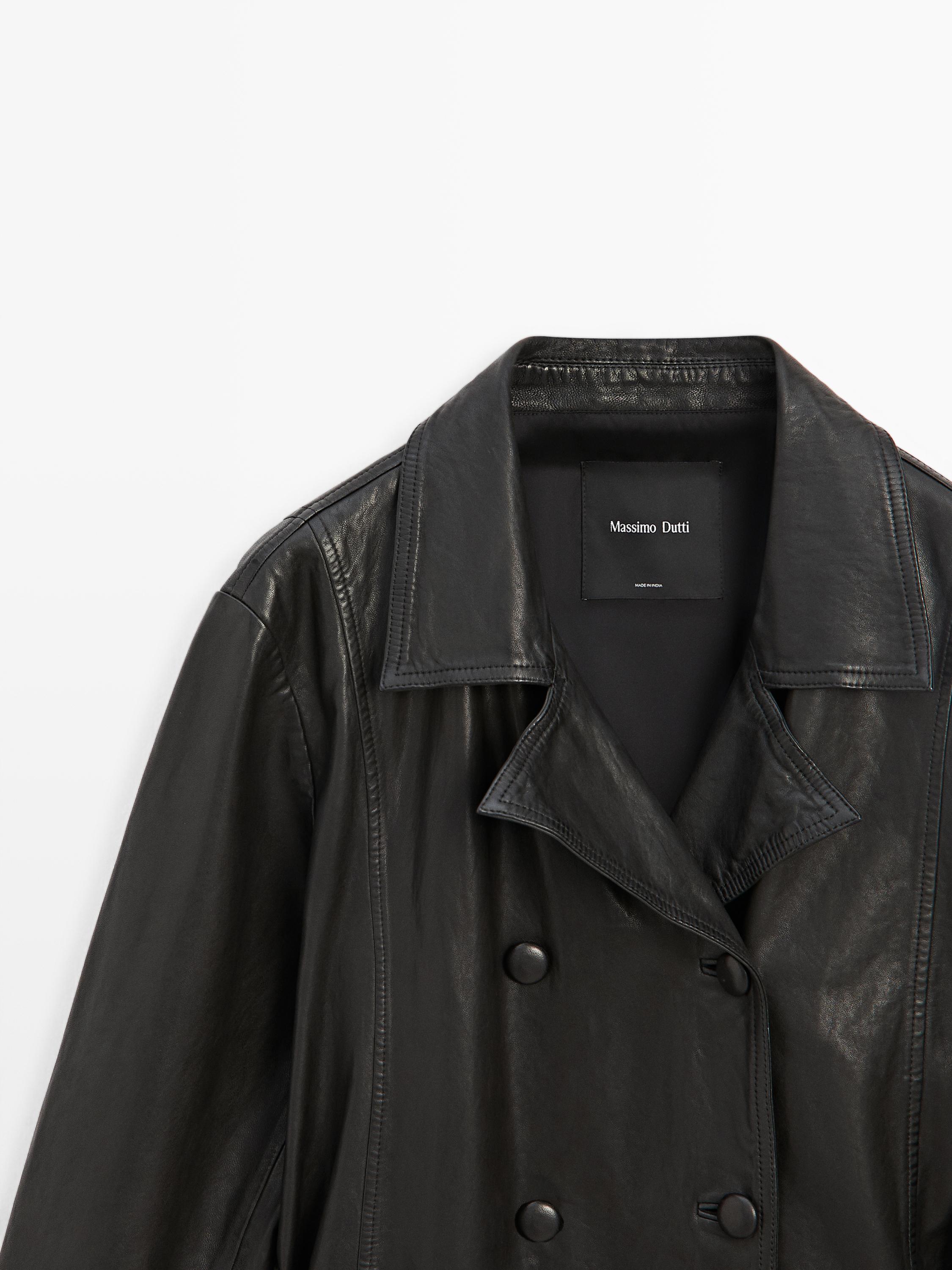 Jacke aus Nappaleder mit Gürteldetails