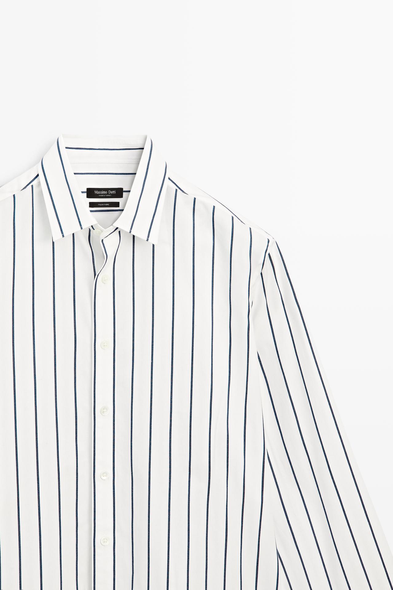 100% cotton regular fit striped shirt — WHITE