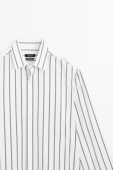 100% cotton regular fit striped shirt — WHITE 4