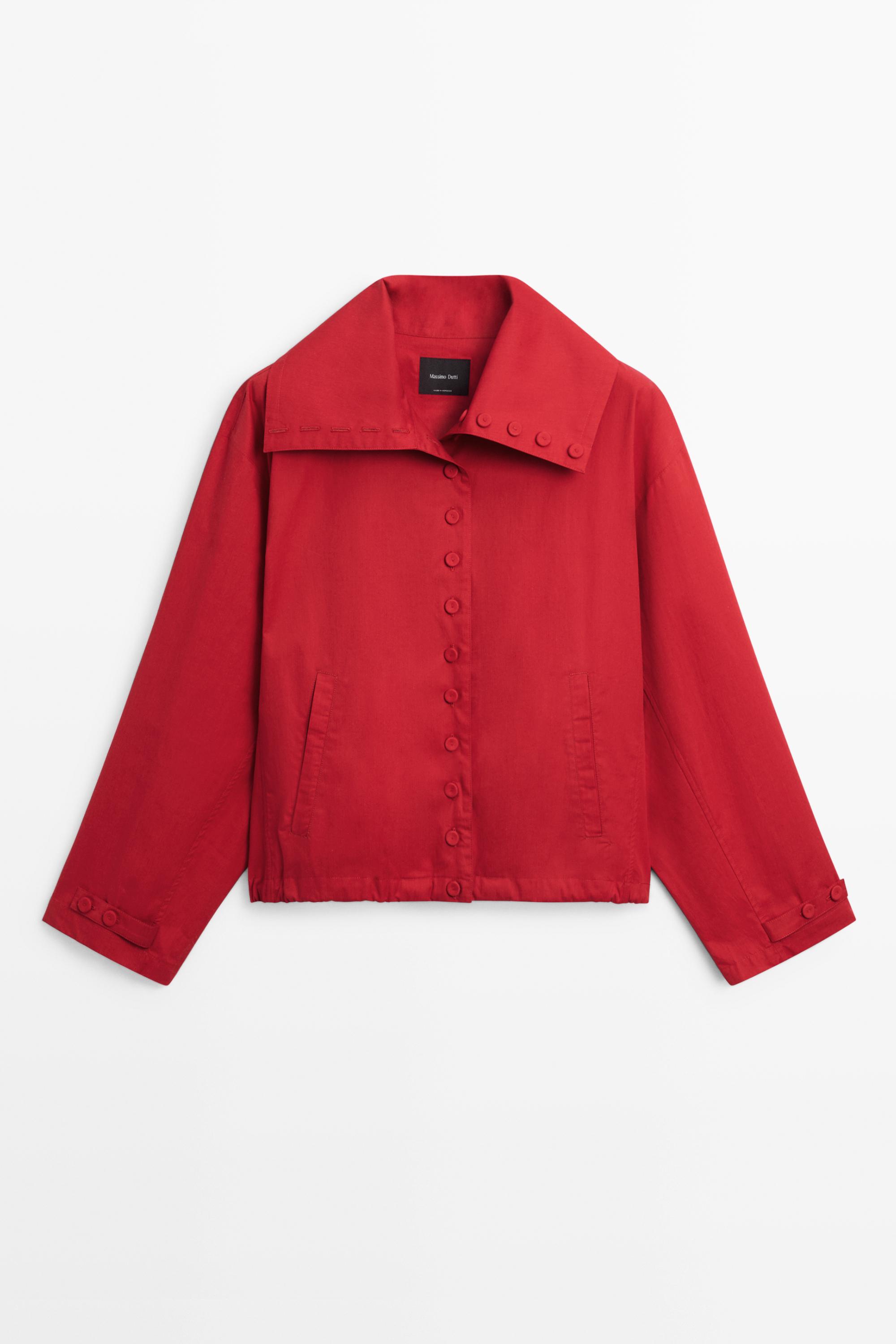 Lightweight cotton jacket with button details — BRIGHT RED