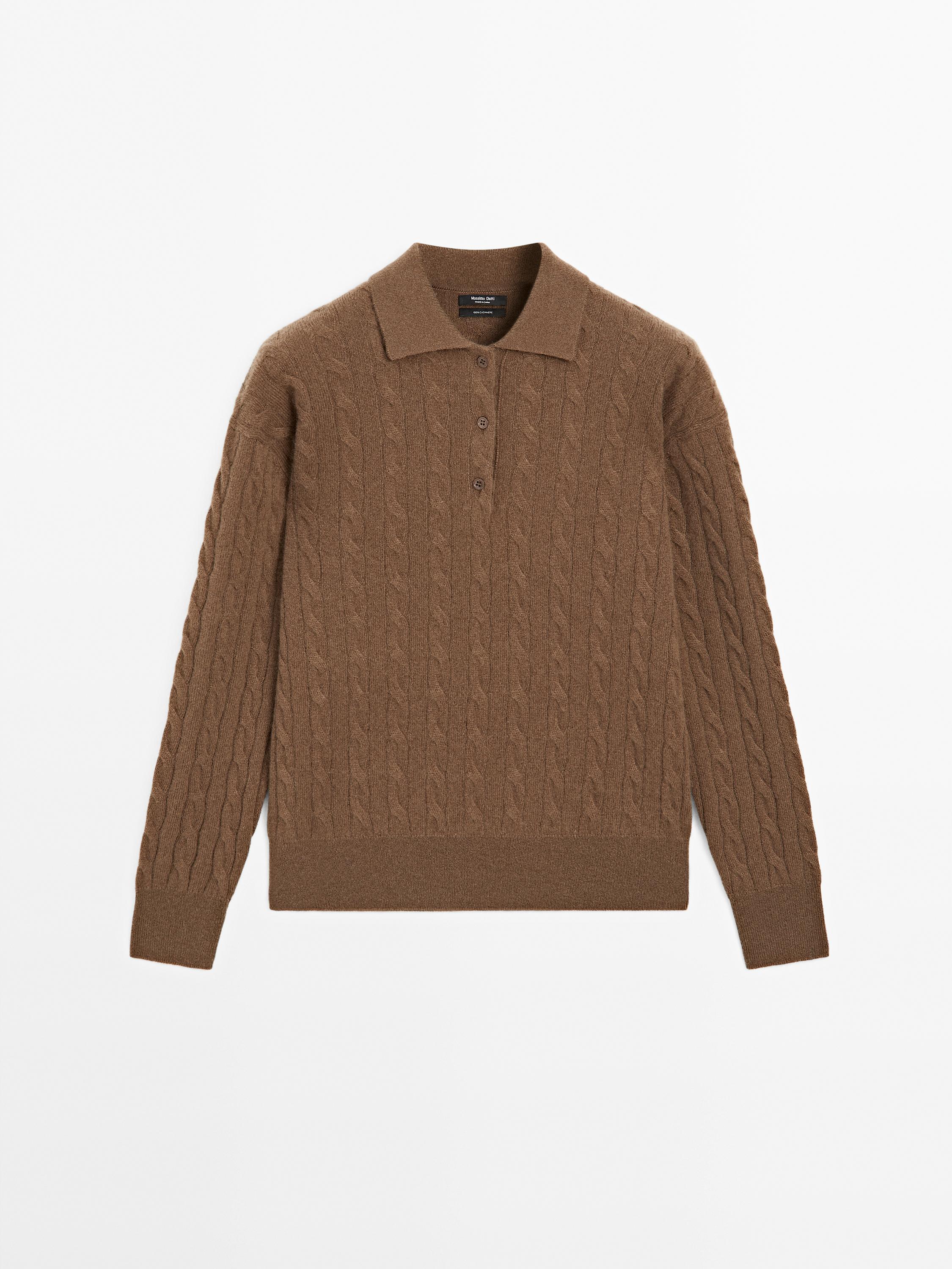 100% cashmere polo collar sweater