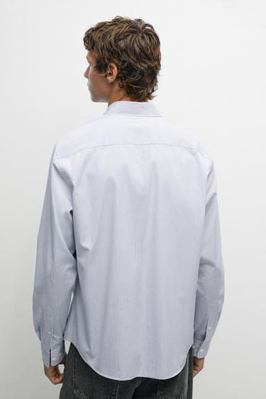 100% cotton regular fit striped shirt — SKY BLUE 5
