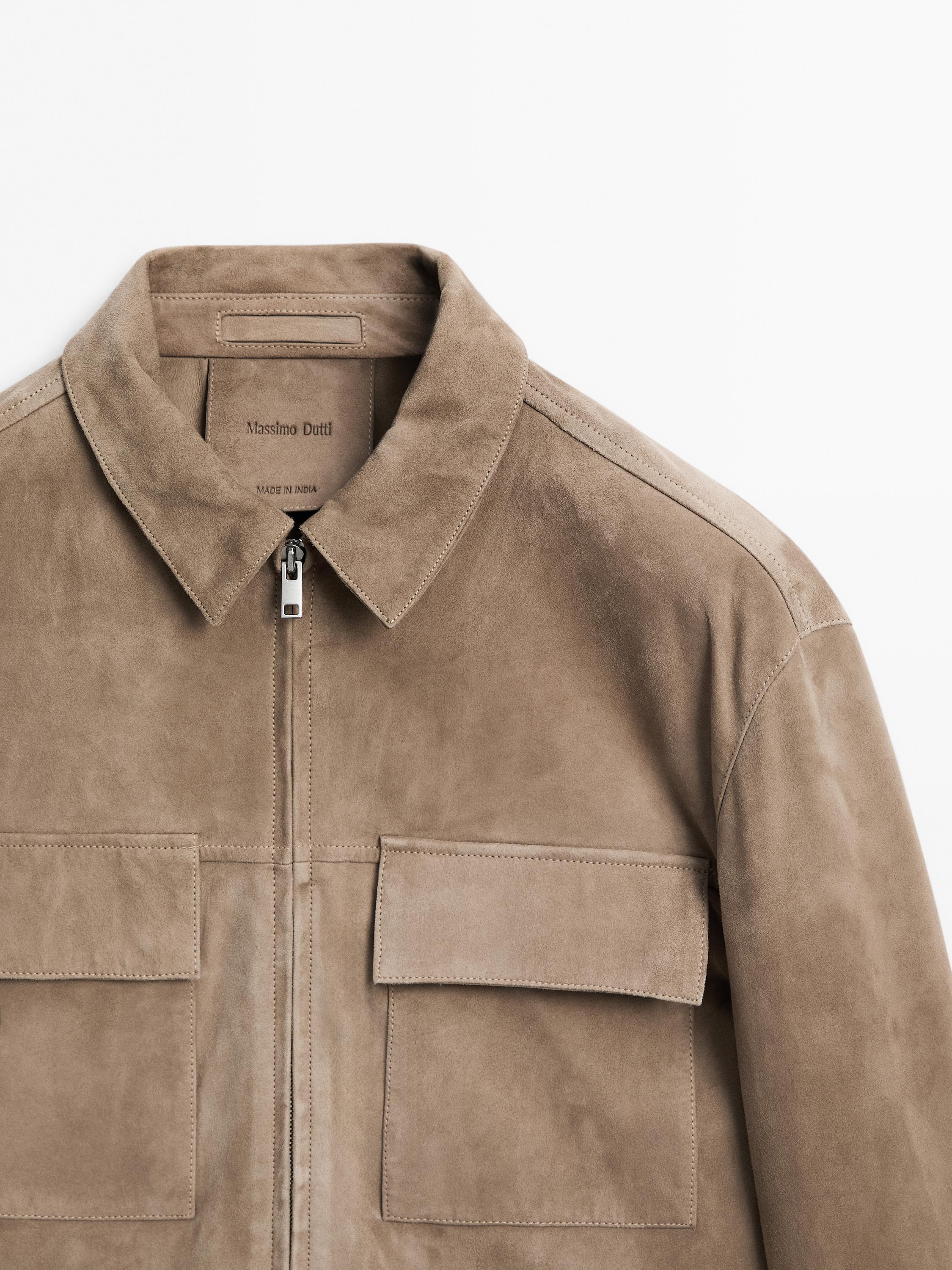 Short suede leather jacket