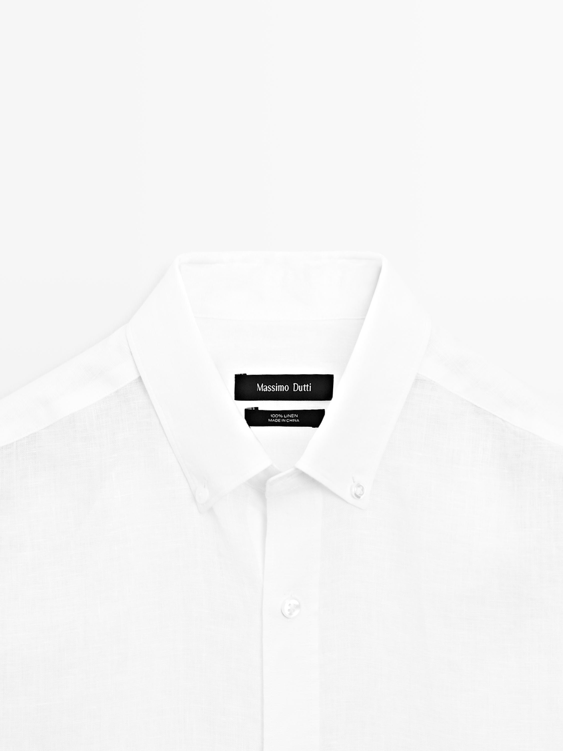 100% linen regular fit shirt — WHITE