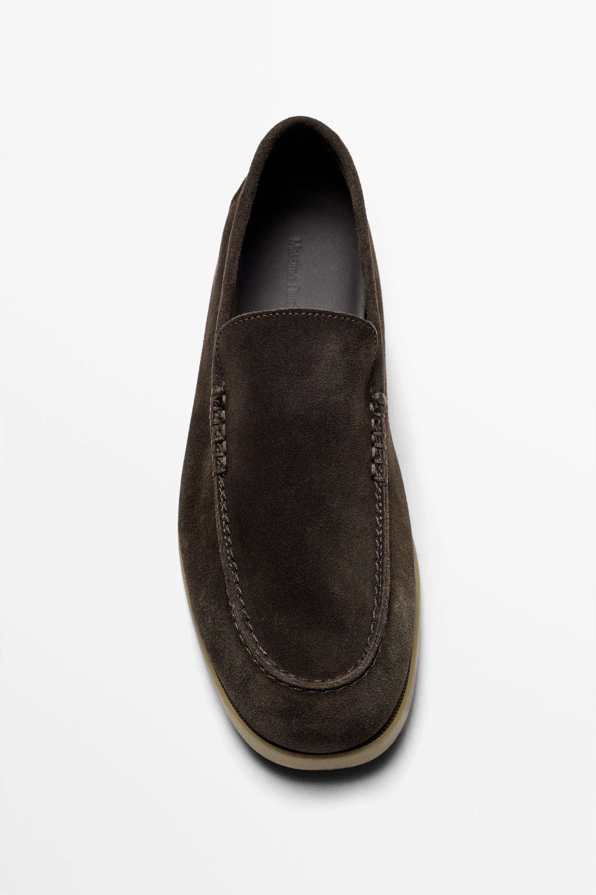 Soft split leather loafers — BROWN