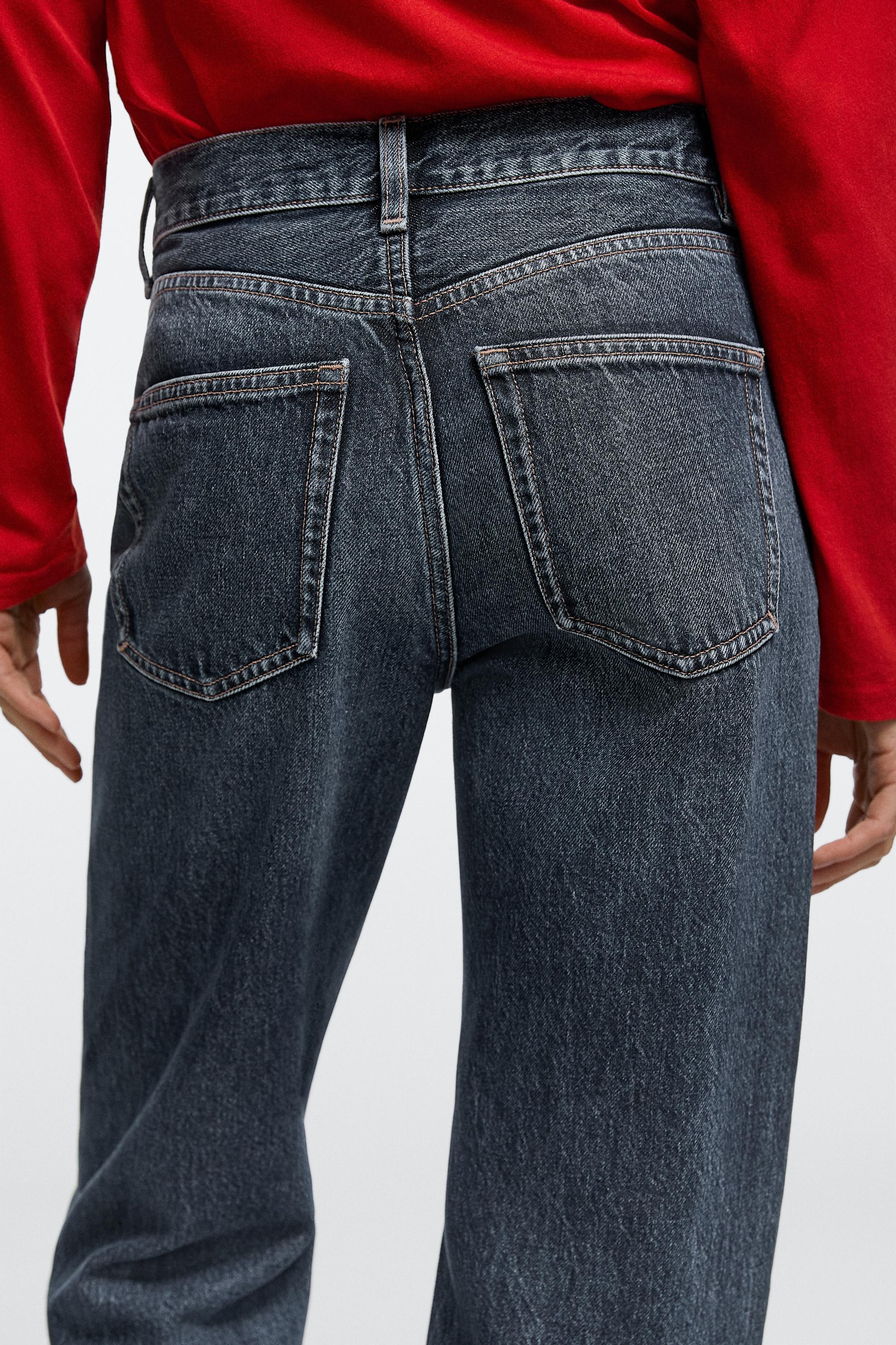 High-waist straight-leg jeans — MEDIUM BLUE