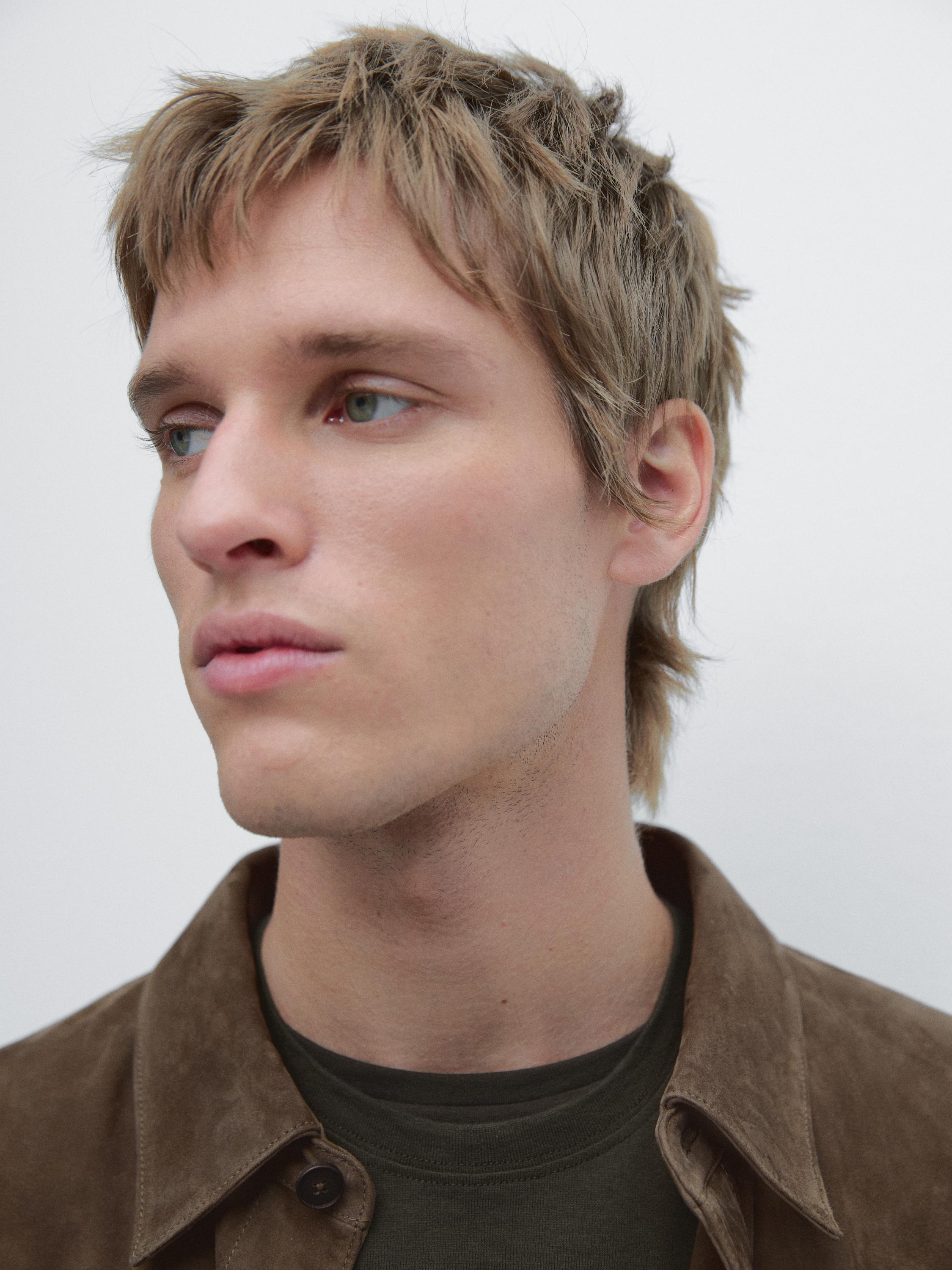 Suede leather overshirt — DARK GREY