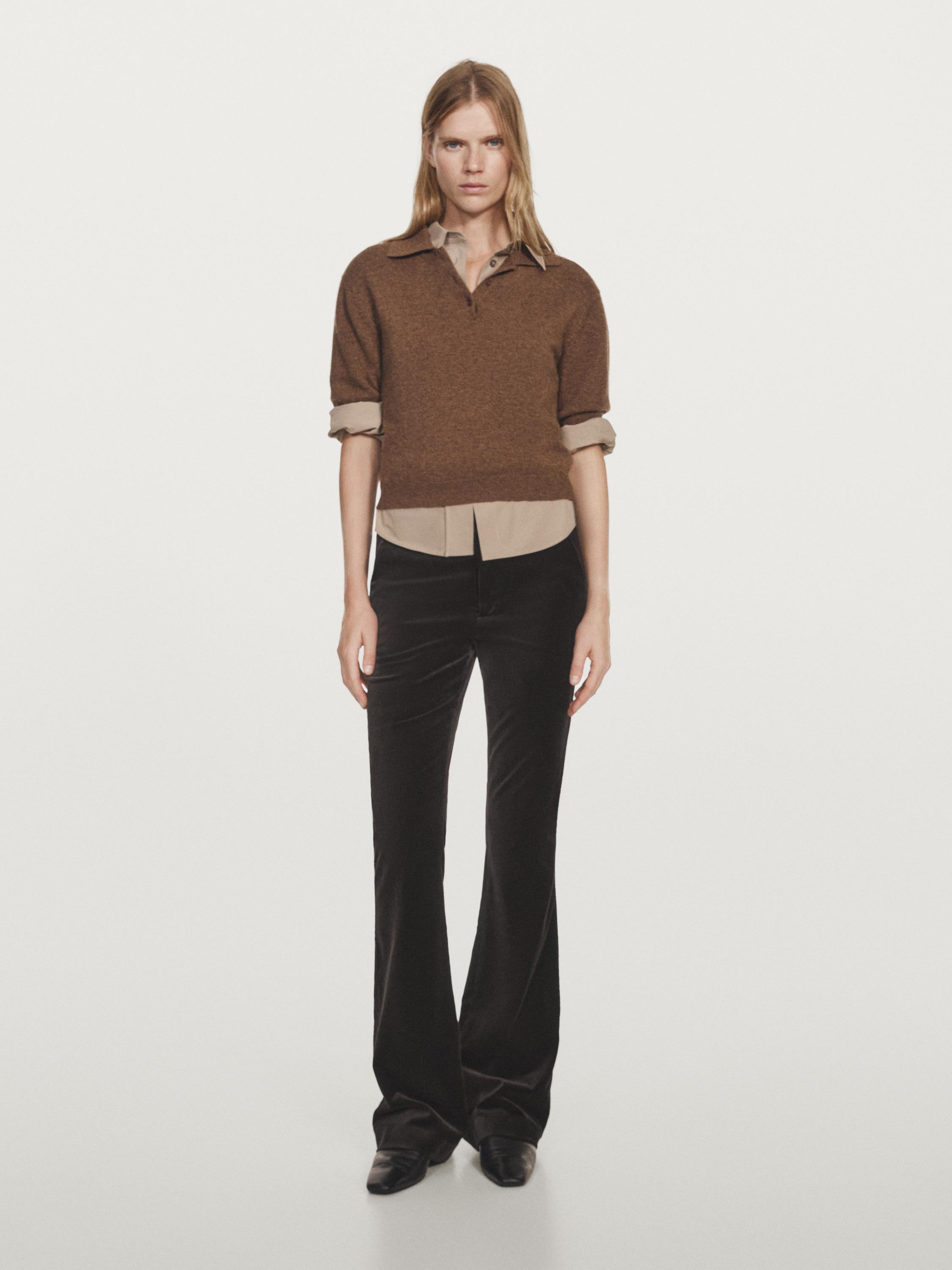 Skinny flare fit velvet trousers