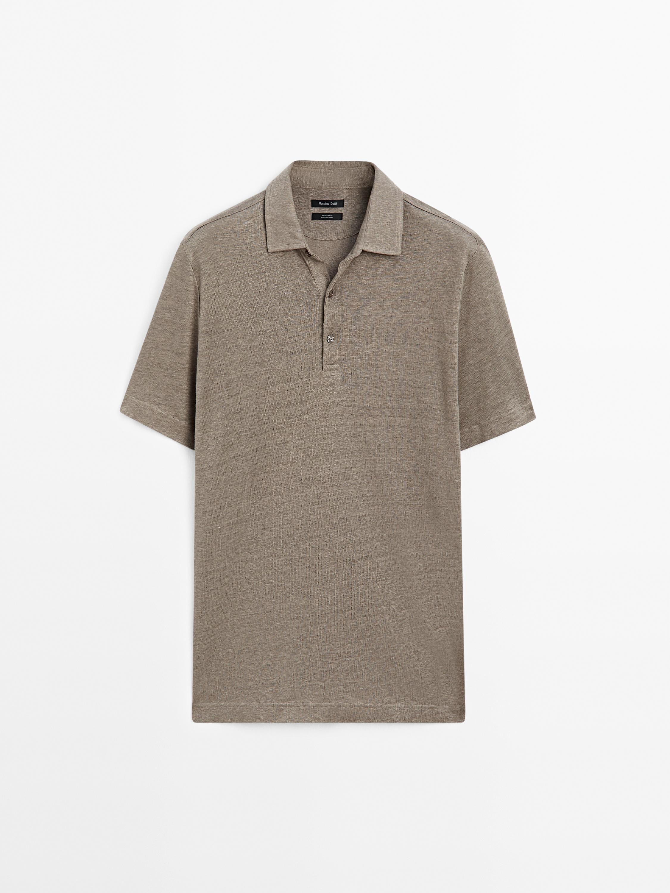 Short sleeve polo 100% linen