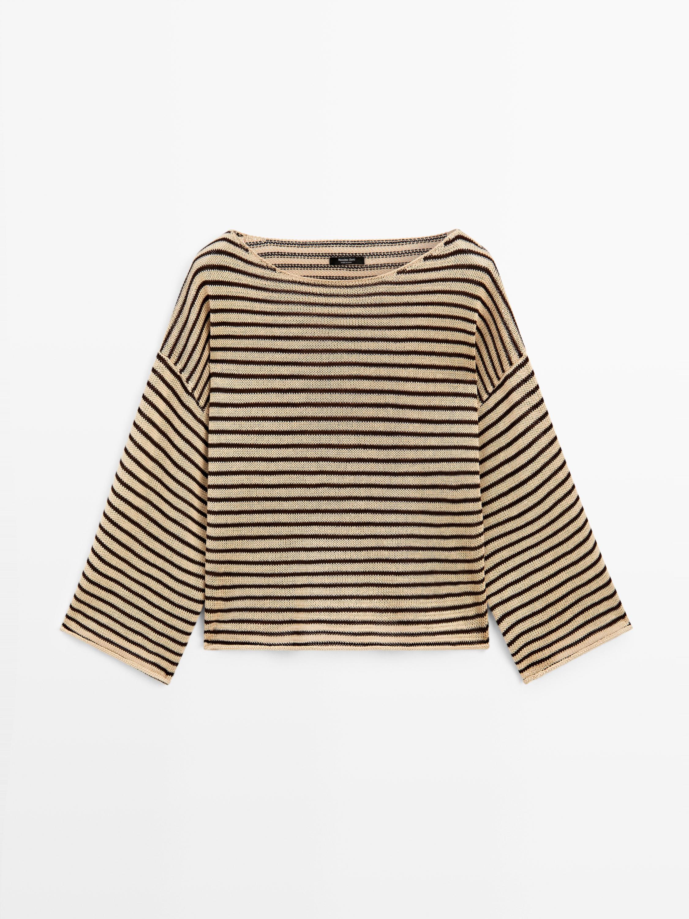 100% cotton striped knit sweater