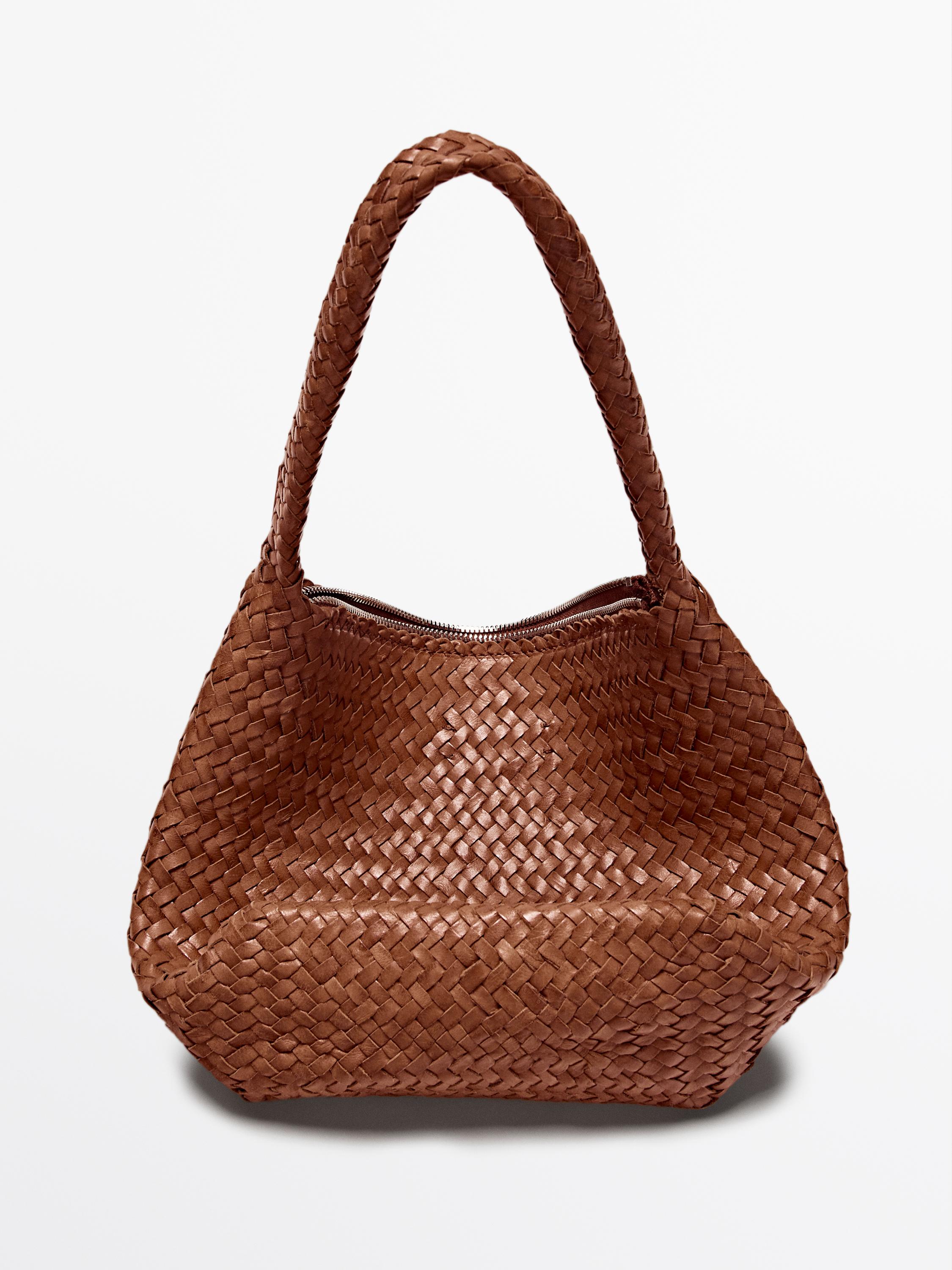 Bolso bucket trenzado piel napa