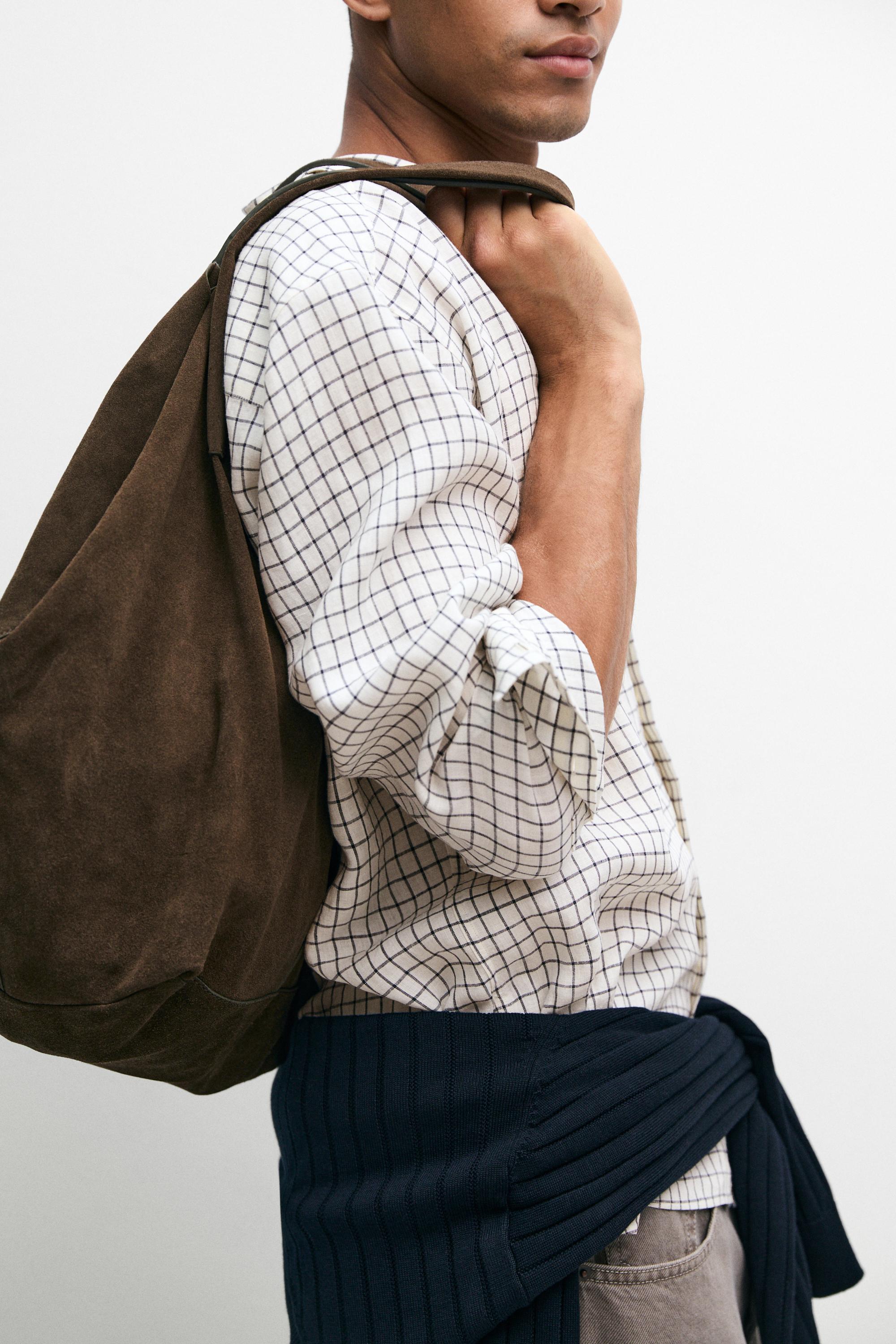 100% linen regular-fit check shirt — BLUE