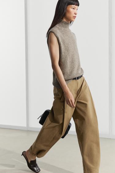 Barrel fit pants with side pleat detail — MOLE BROWN 5