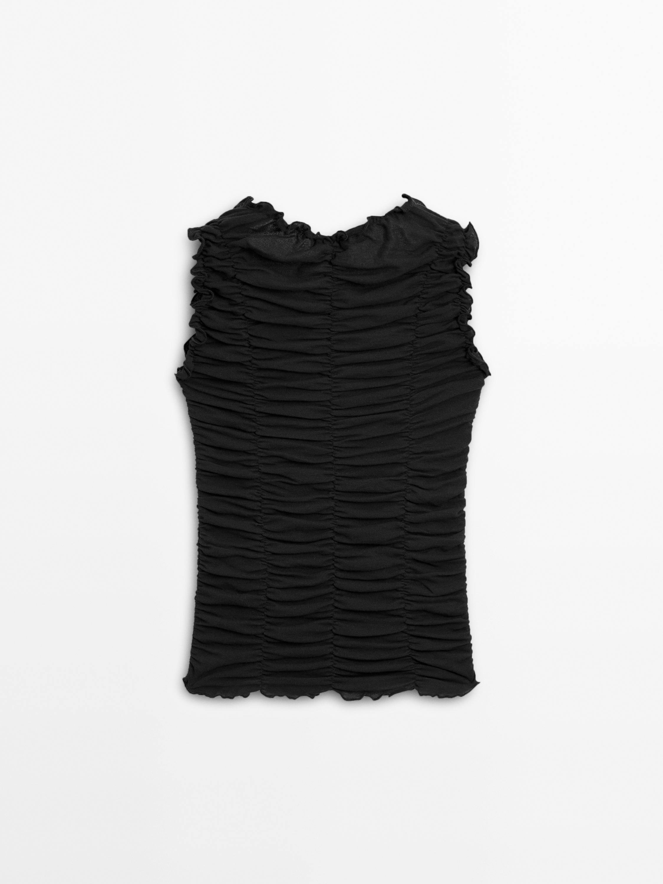 Creased-effect cotton top