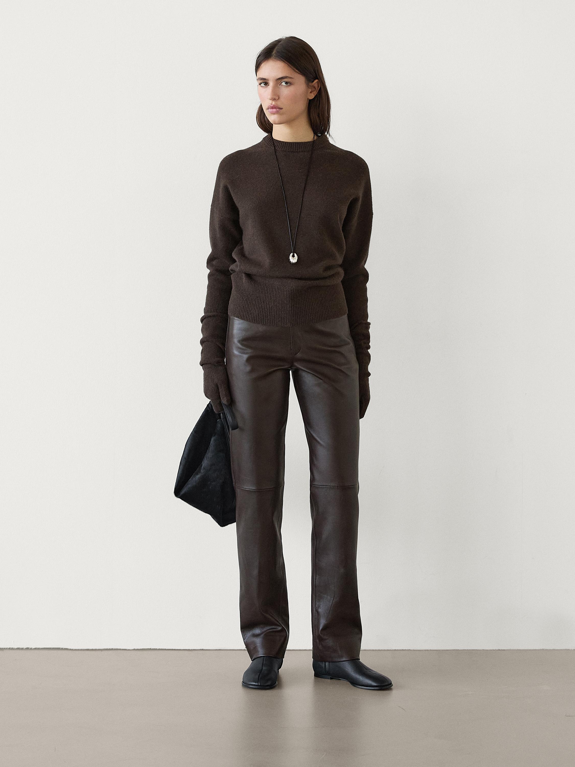 Straight-leg nappa leather trousers