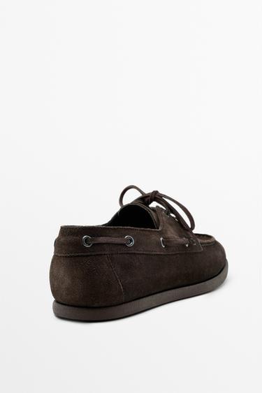 Split leather deck shoes — BROWN 6