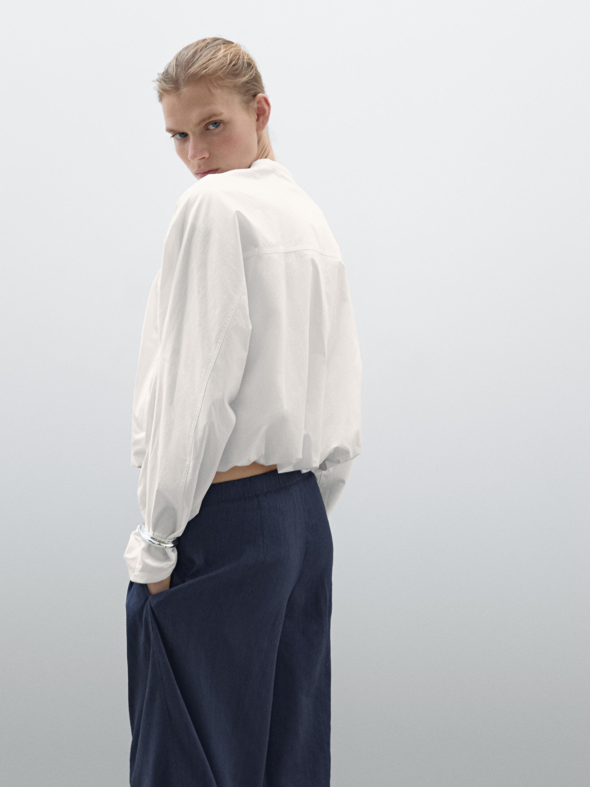 Voluminous bomber jacket with gathered detail