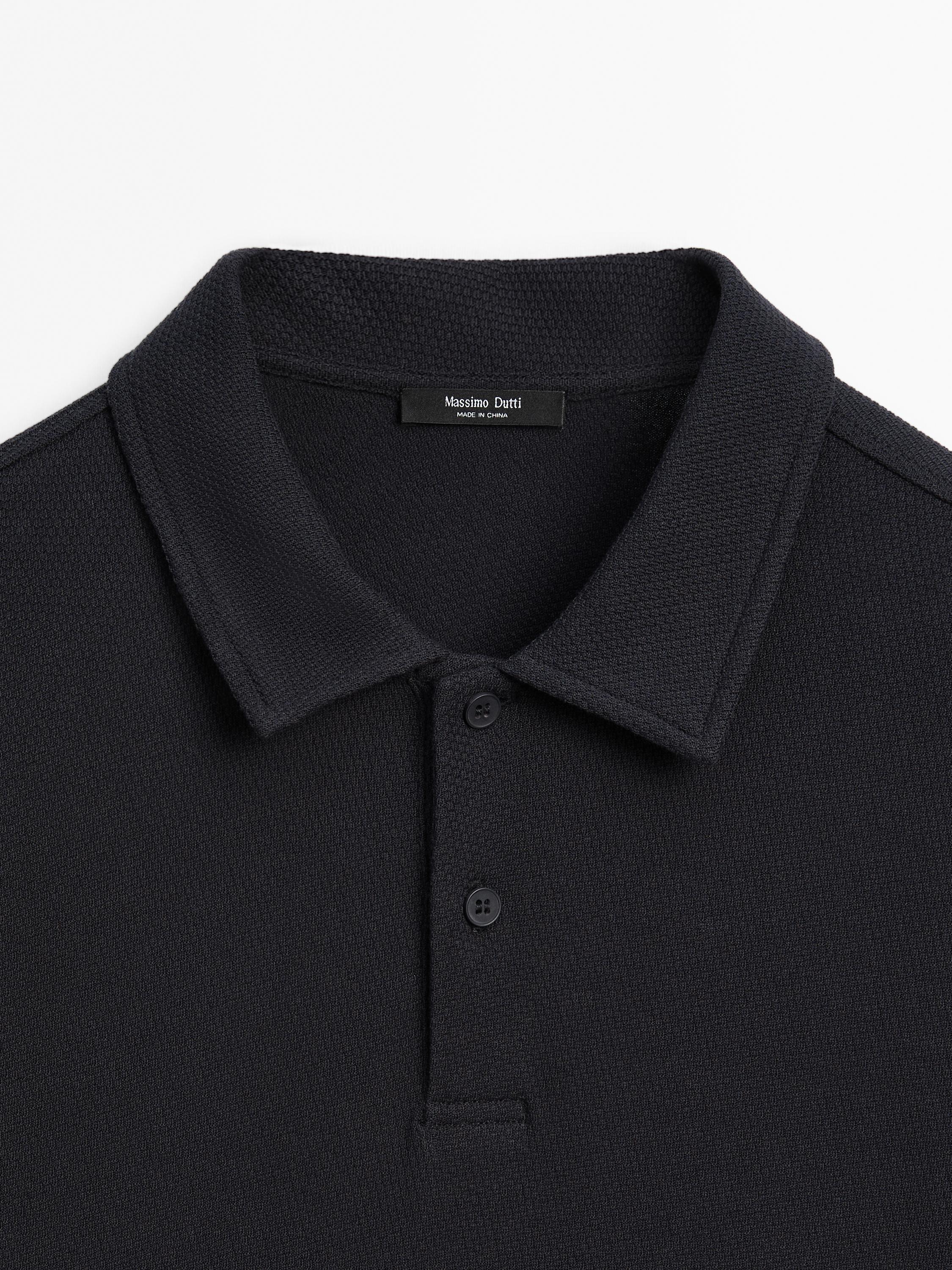 100% cotton textured knit polo shirt