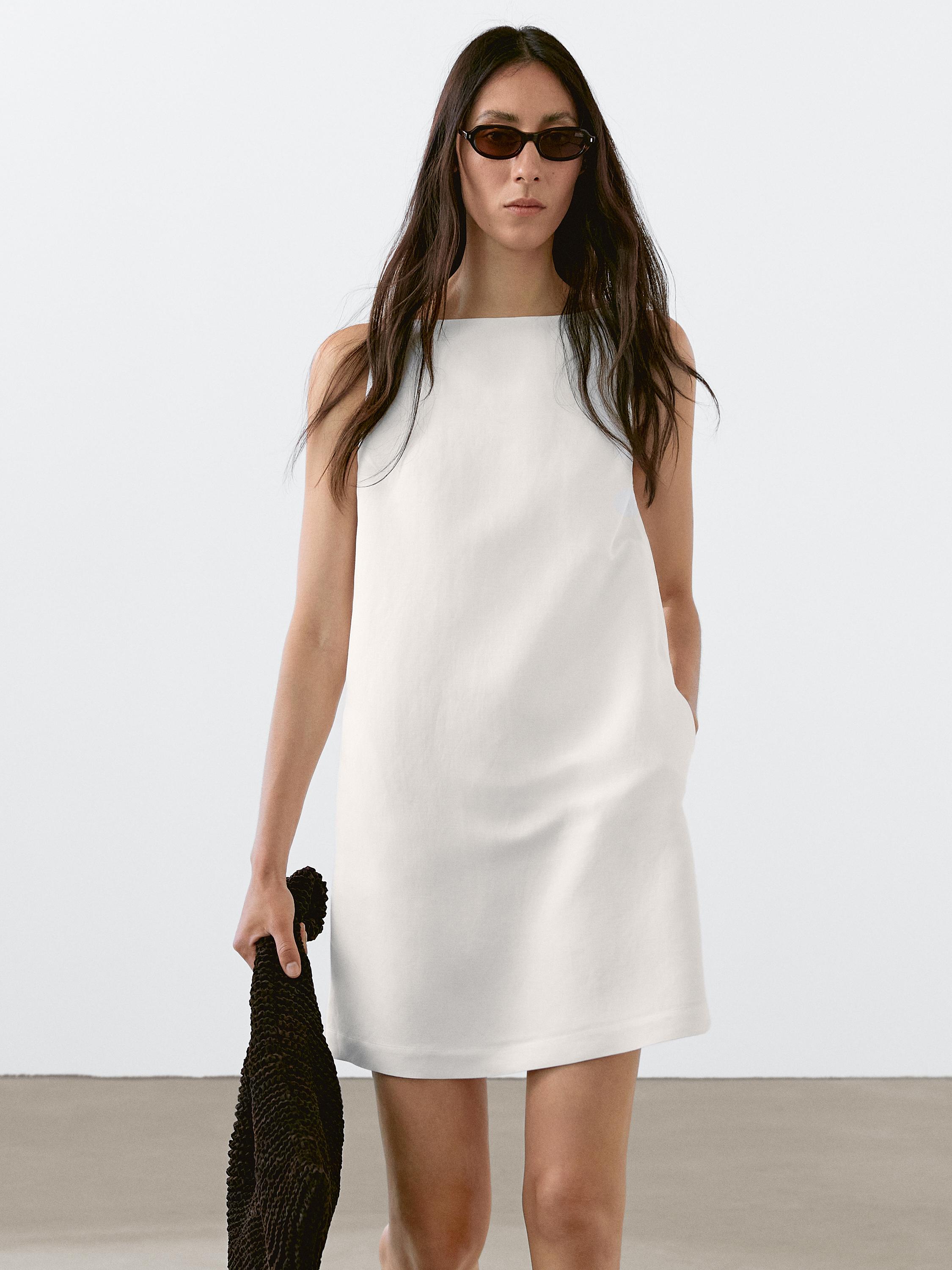 Flowing linen blend mini dress