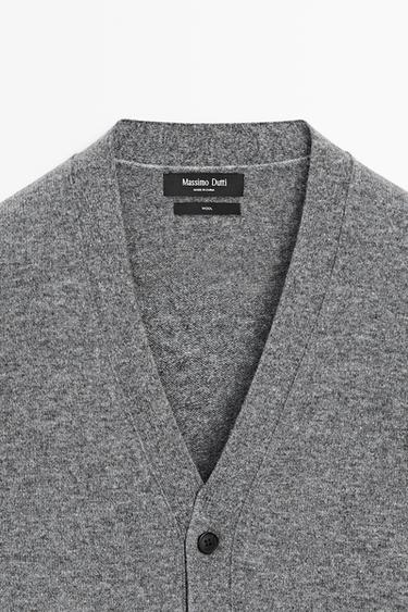 100% wool knit button cardigan — Medium Grey 9