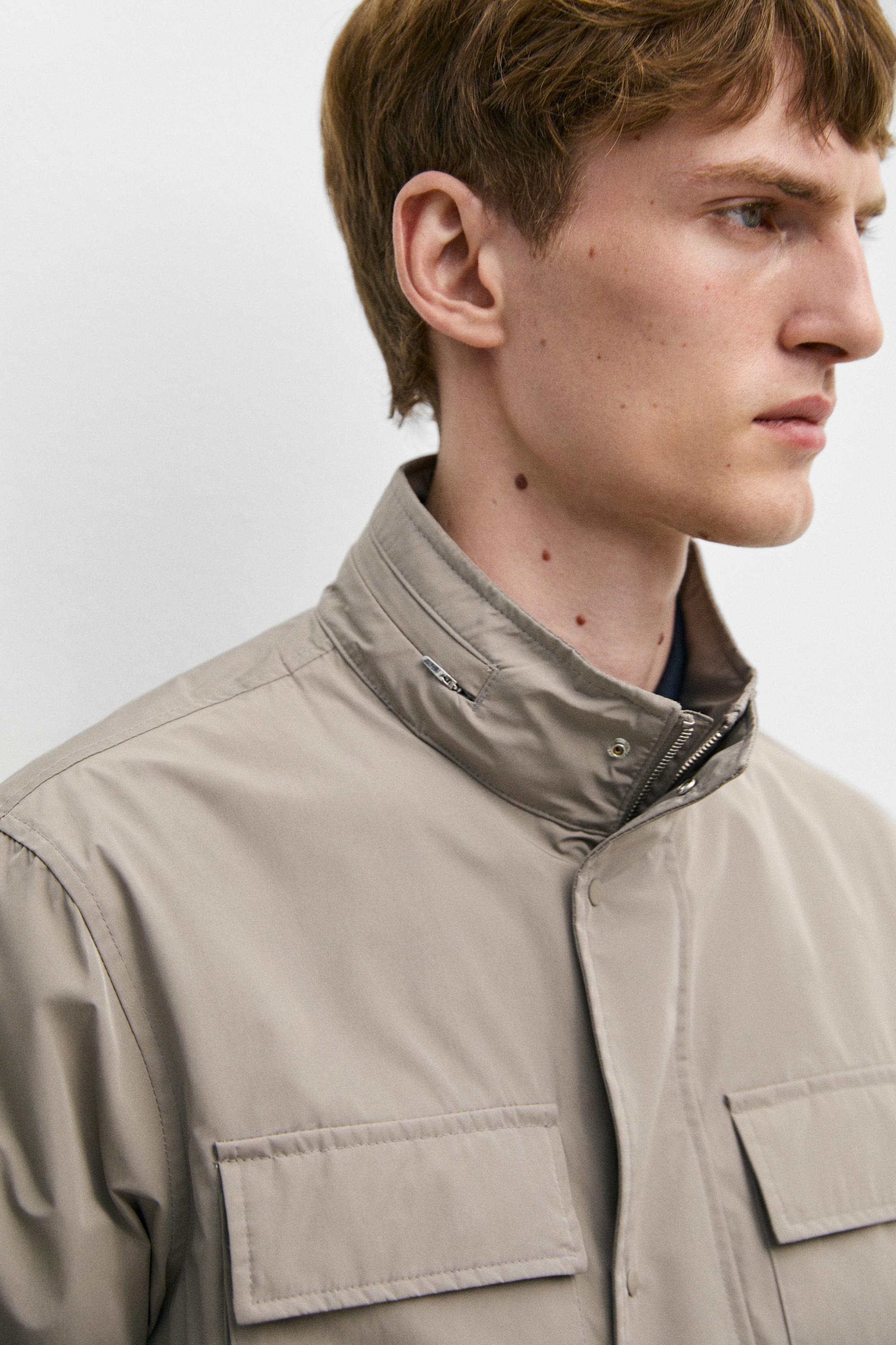 Technical fabric jacket with pocket details — GREY MARL