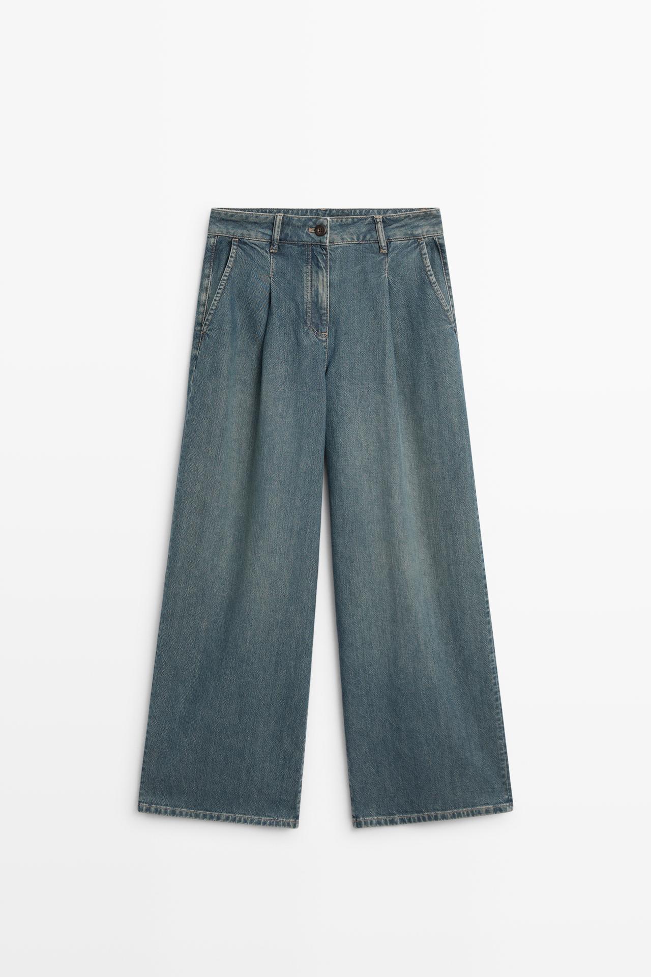 High-waist wide-leg jeans total look — BLUE