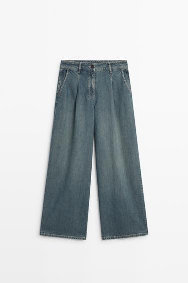 High-waist wide-leg jeans total look — BLUE 2