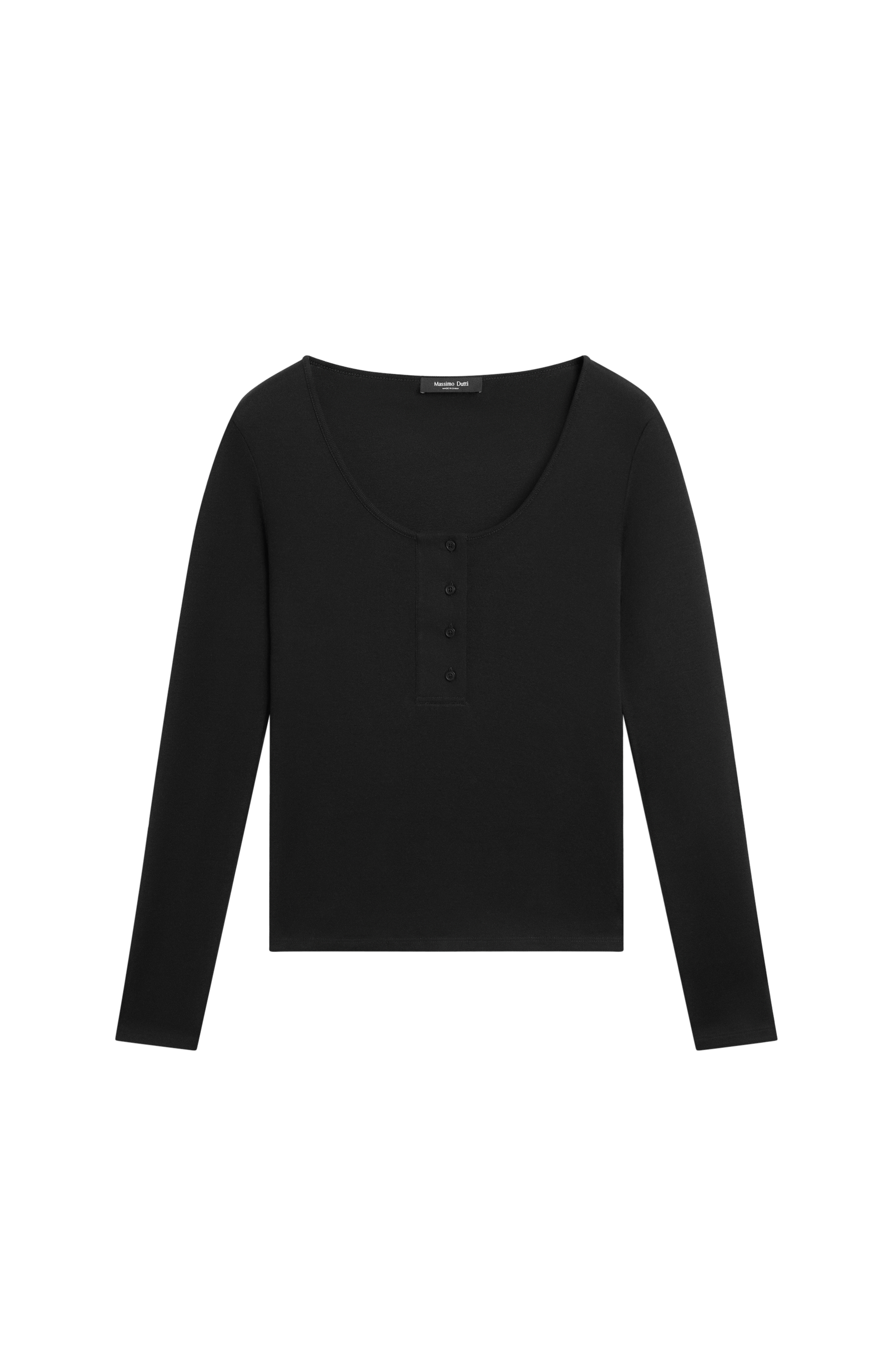 Massimo Dutti %100 pamuklu düğme patlı t-shirt görsel 6