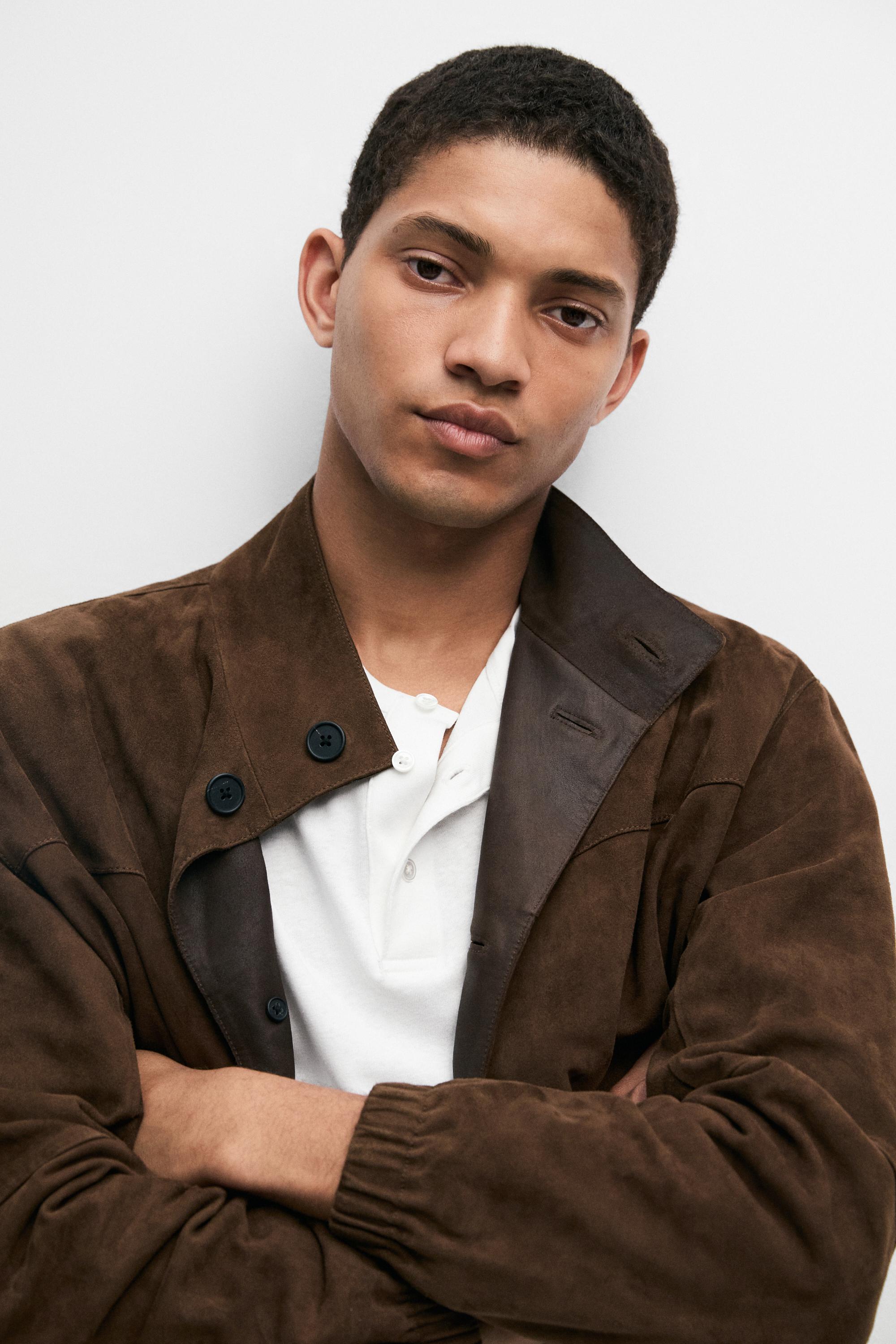 Suede leather jacket — Tobacco brown