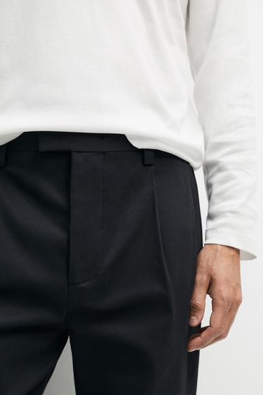 Cotton blend darted trousers — NAVY BLUE 8