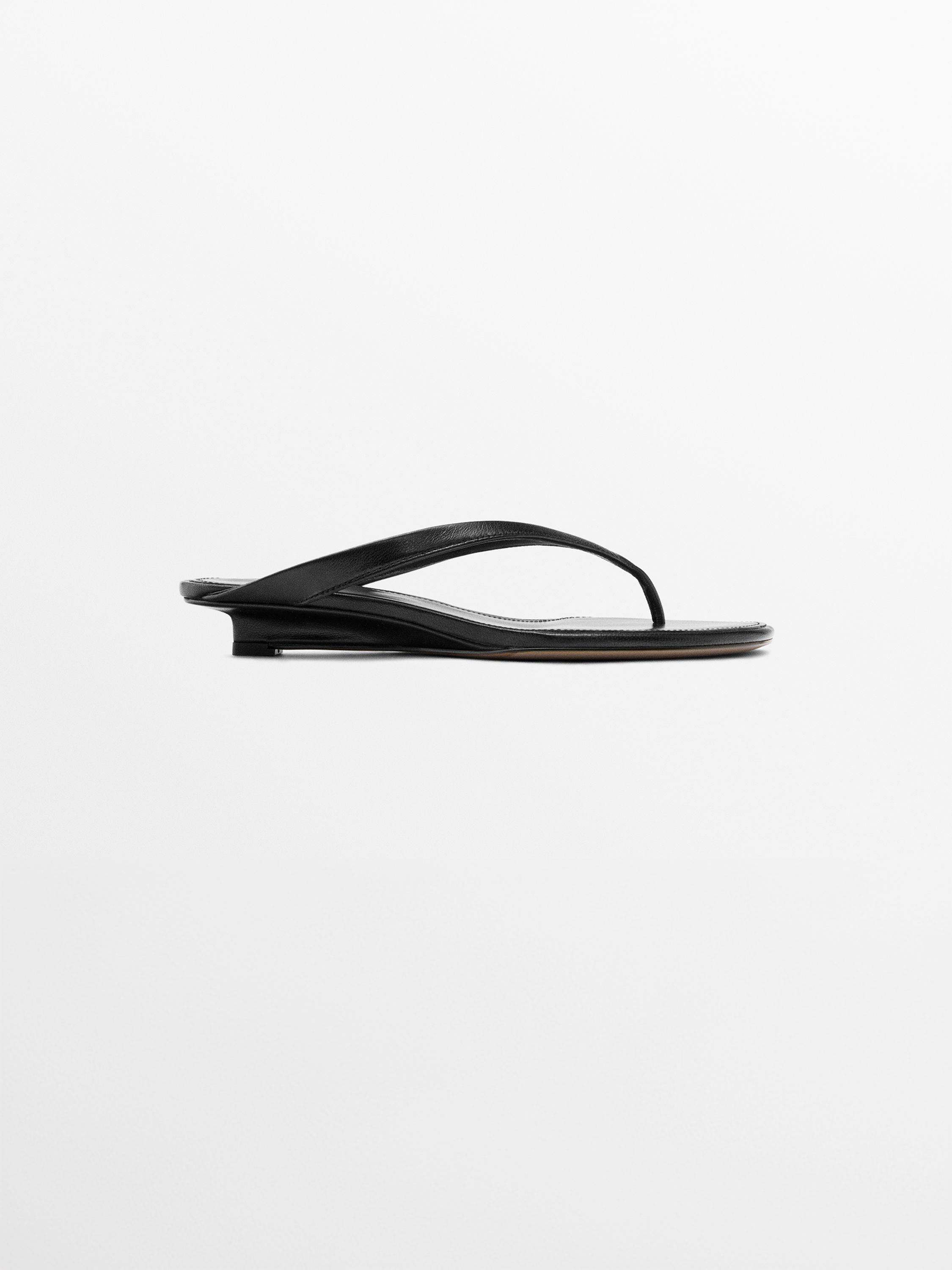 Mid-heel toe sandal — BLACK