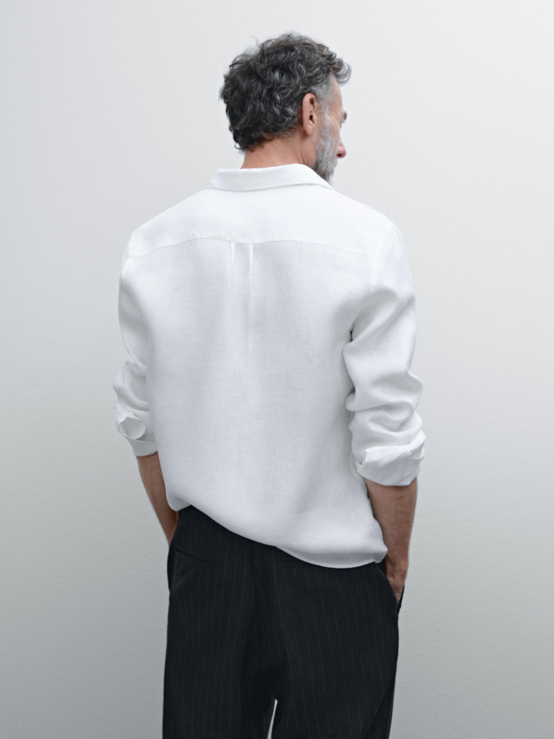 100% linen regular fit twill shirt