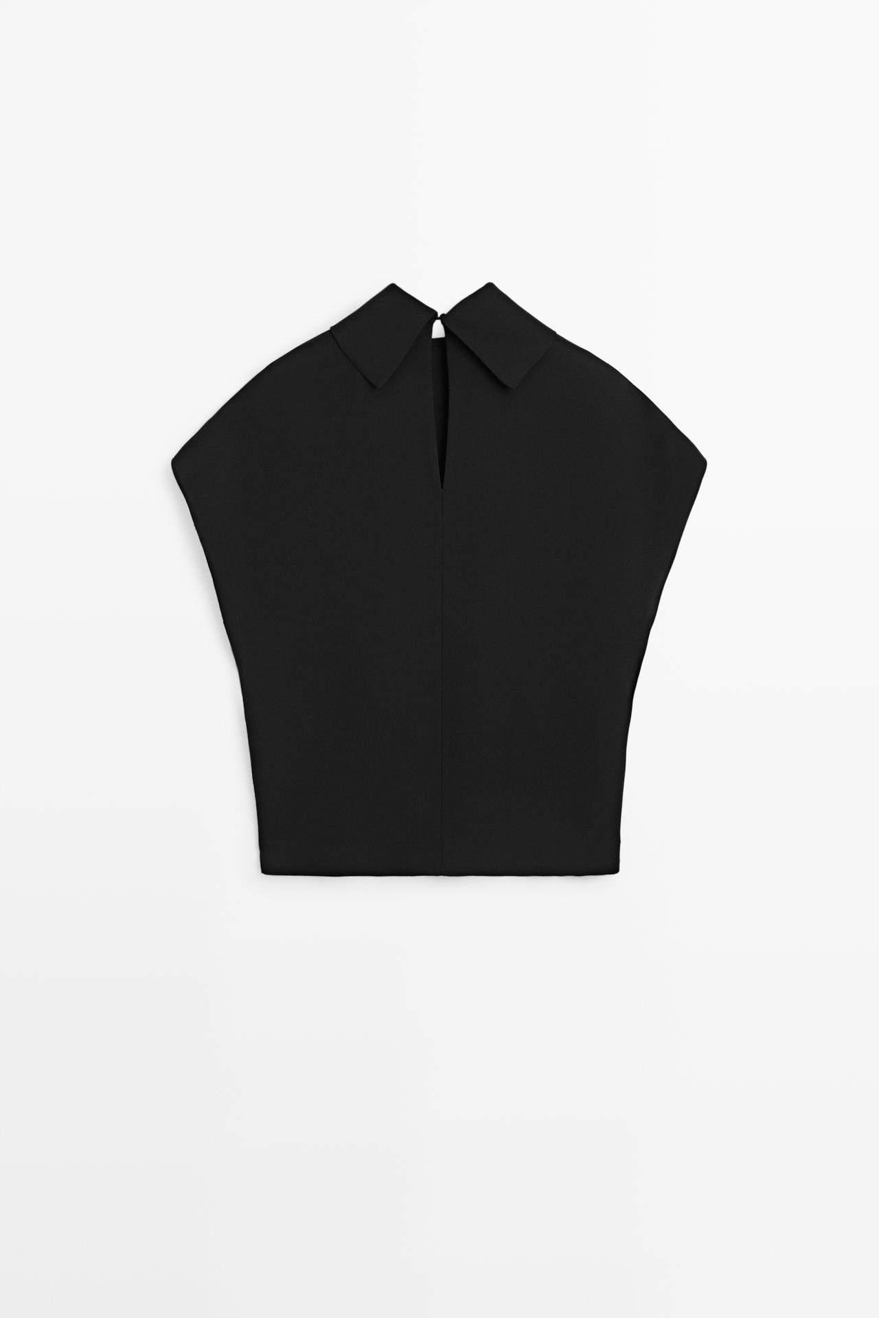 Sleeveless roll neck top — BLACK