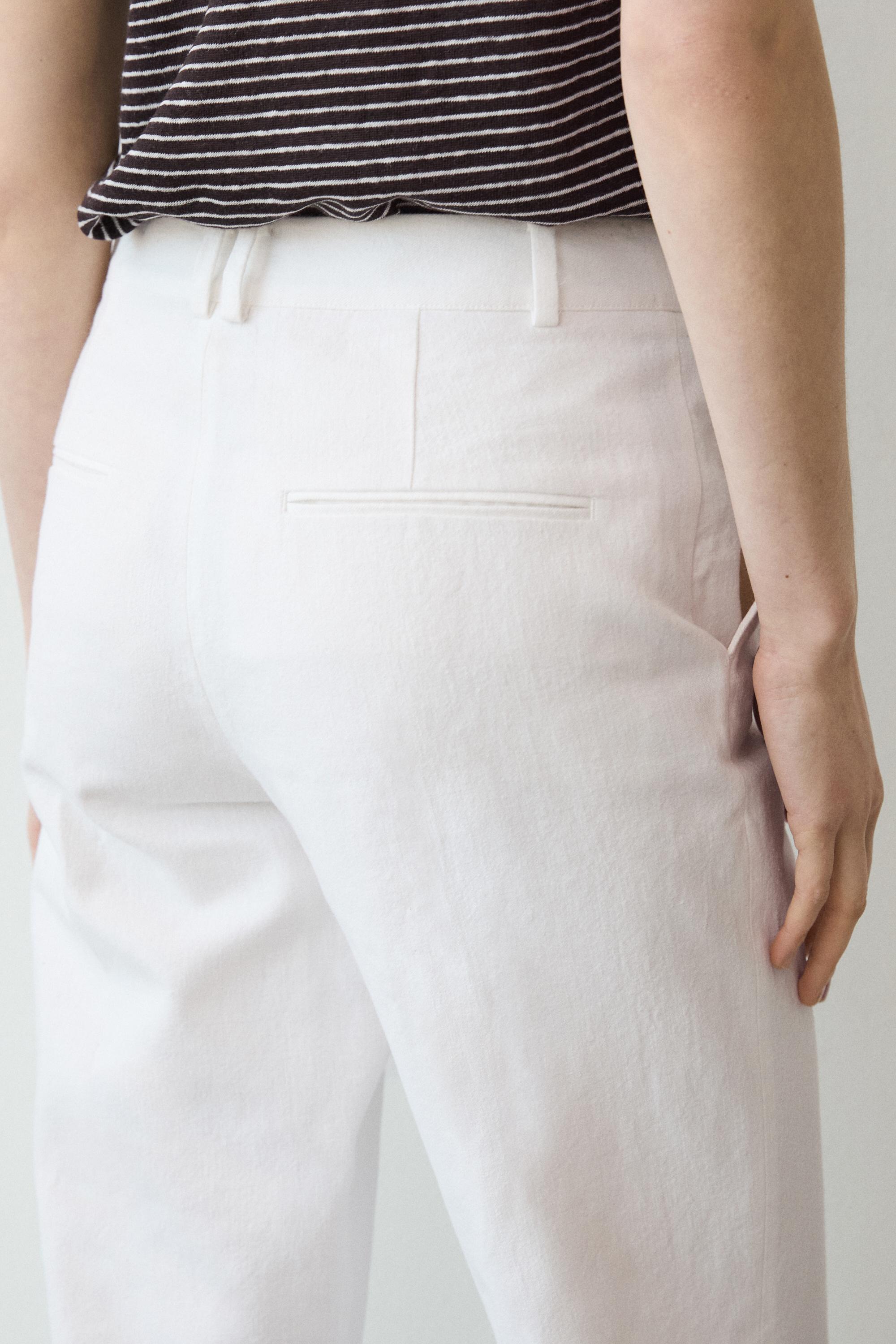 Slim fit linen blend trousers — Off white