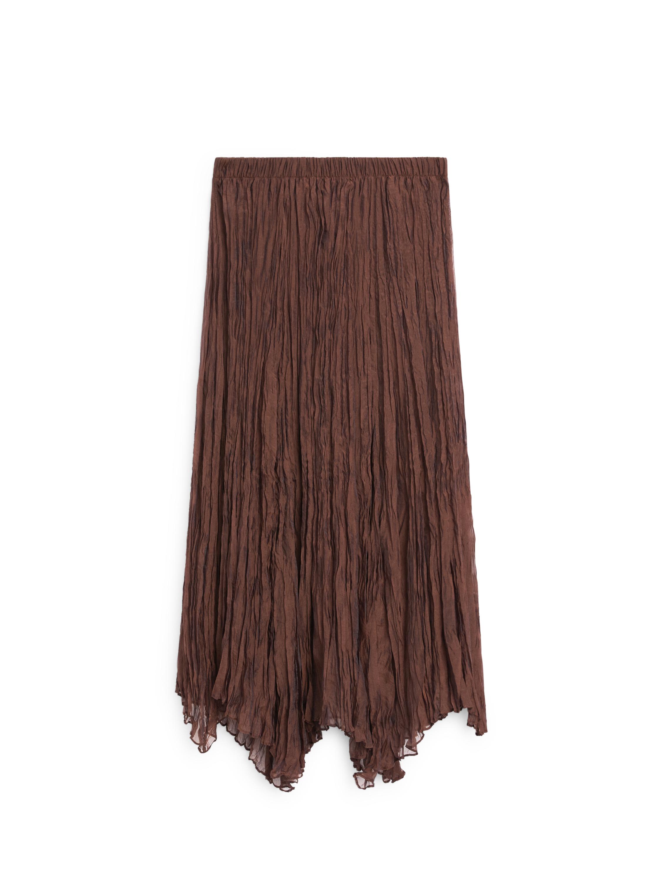 Pleated organza midi skirt — Caramel