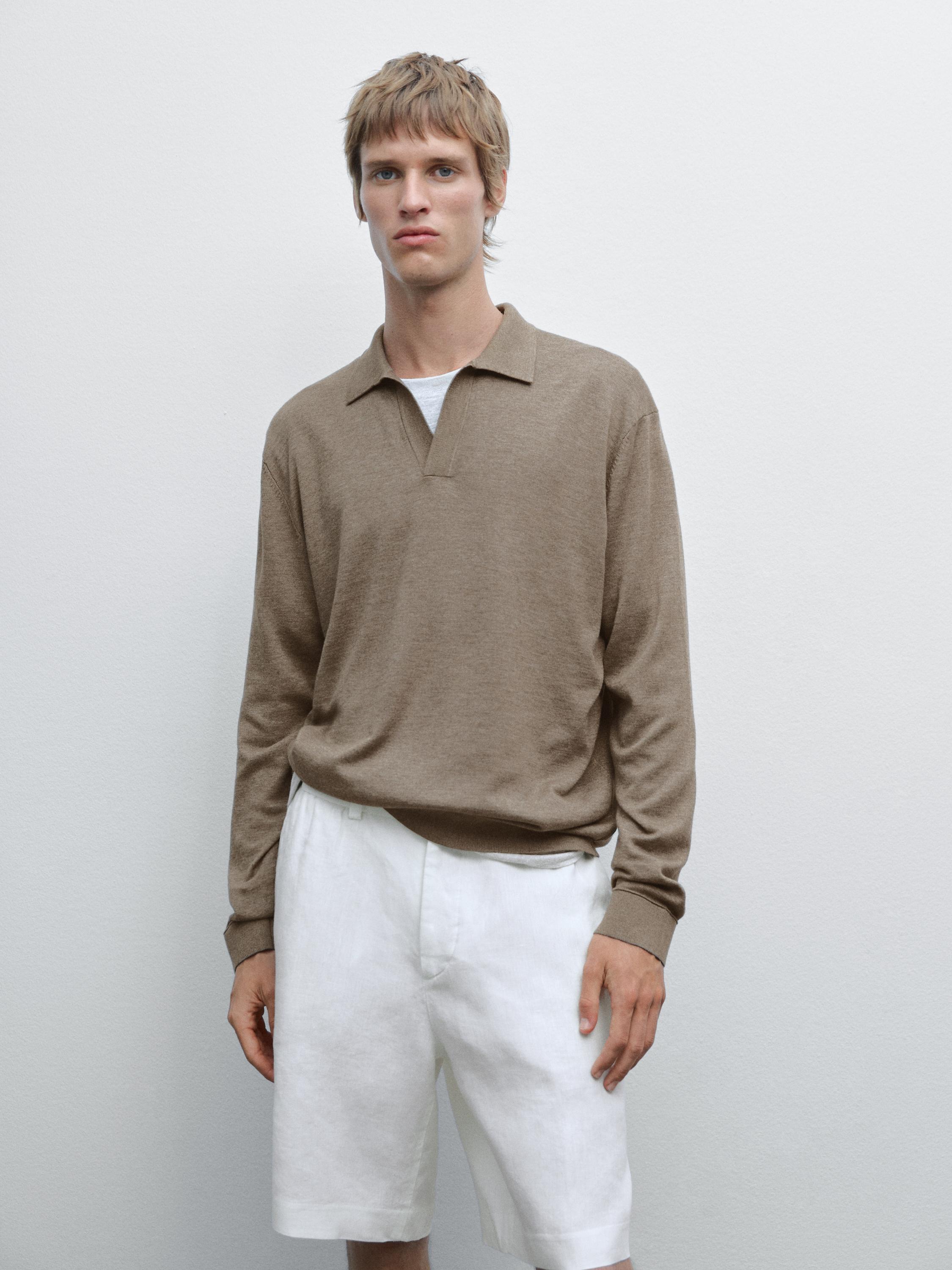 Strickpullover im Polostil mit V-Ausschnitt