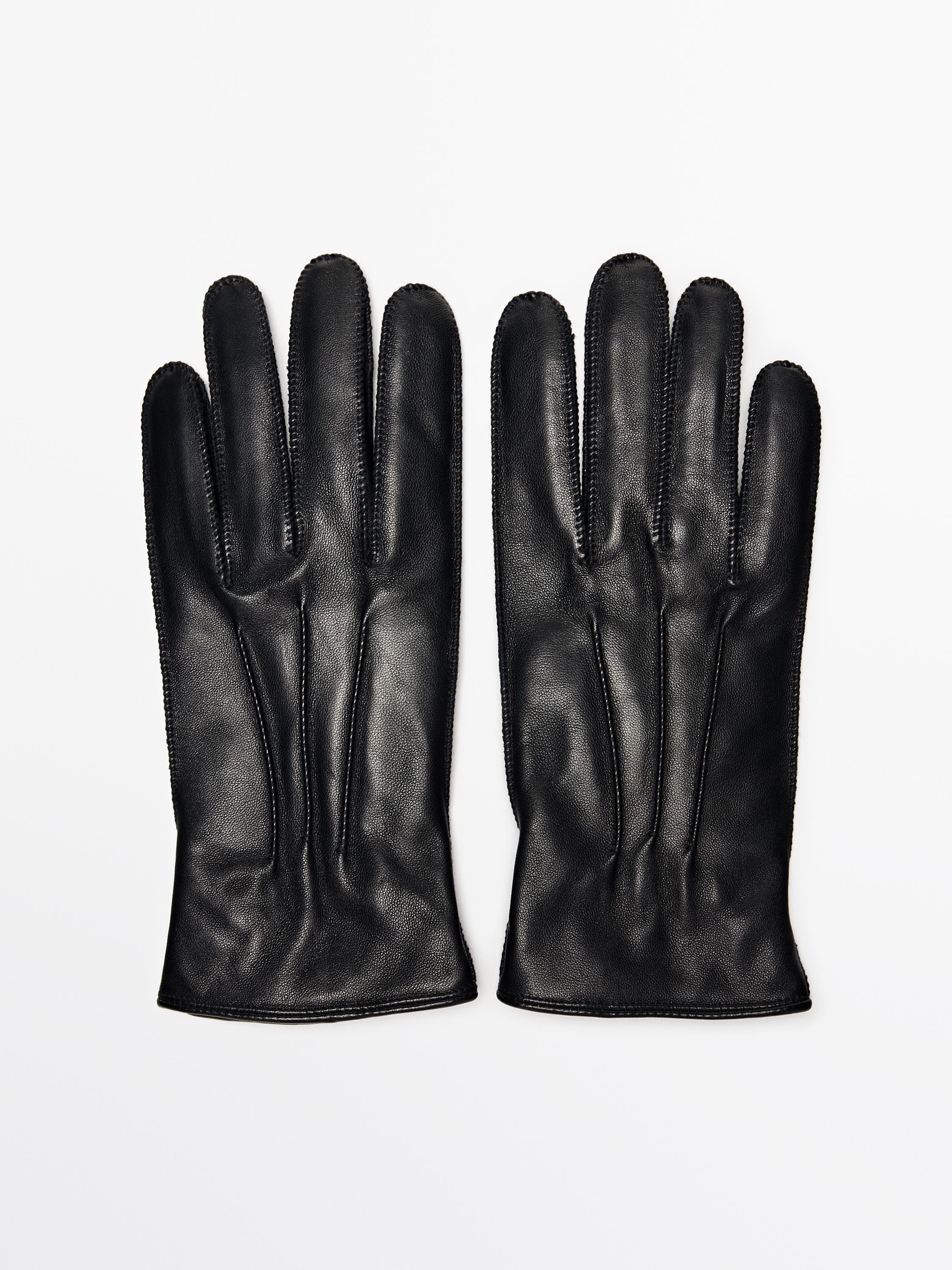 Leather gloves with nappa finish