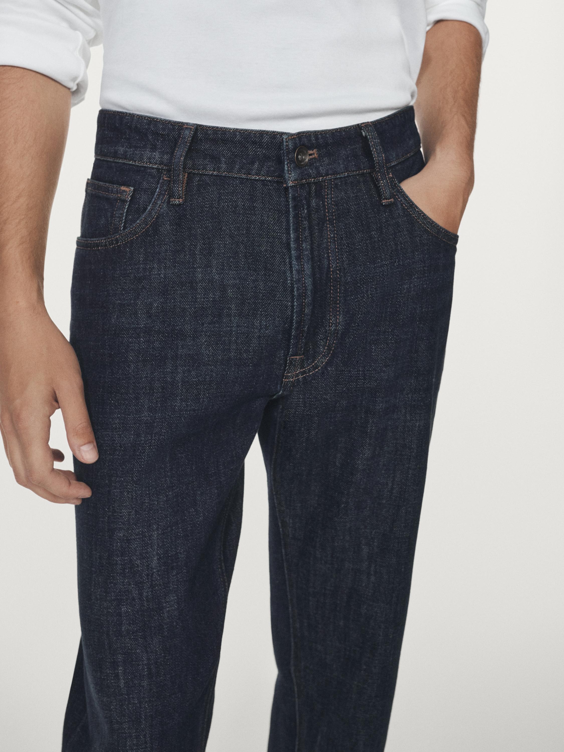 Mens Tapered Jeans Distressed Stretch Denim Mid Blue – Voi London Mens Tapered Jeans Distressed Stretch Denim Mid Blue – Voi London