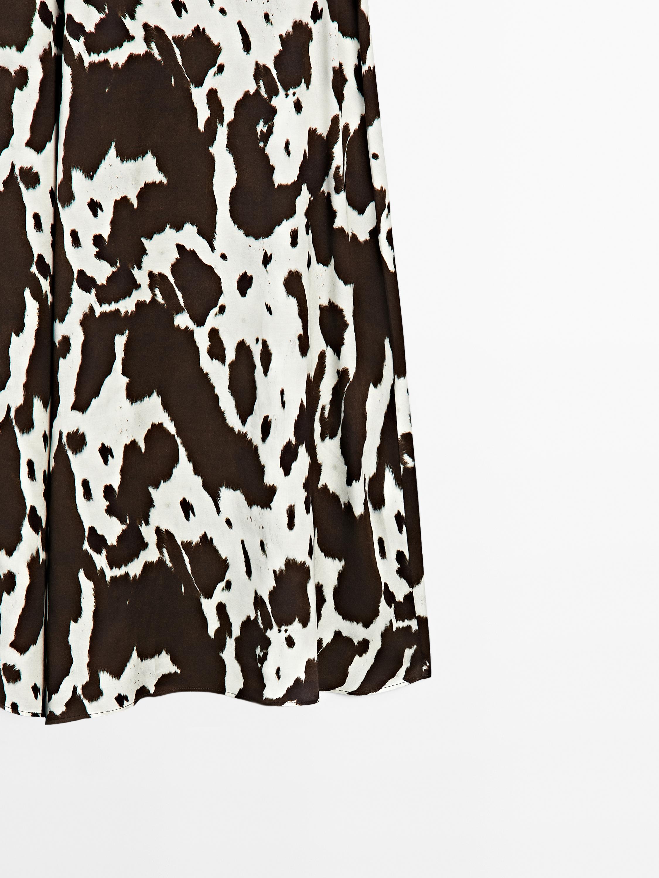 Flounce animal print midi skirt