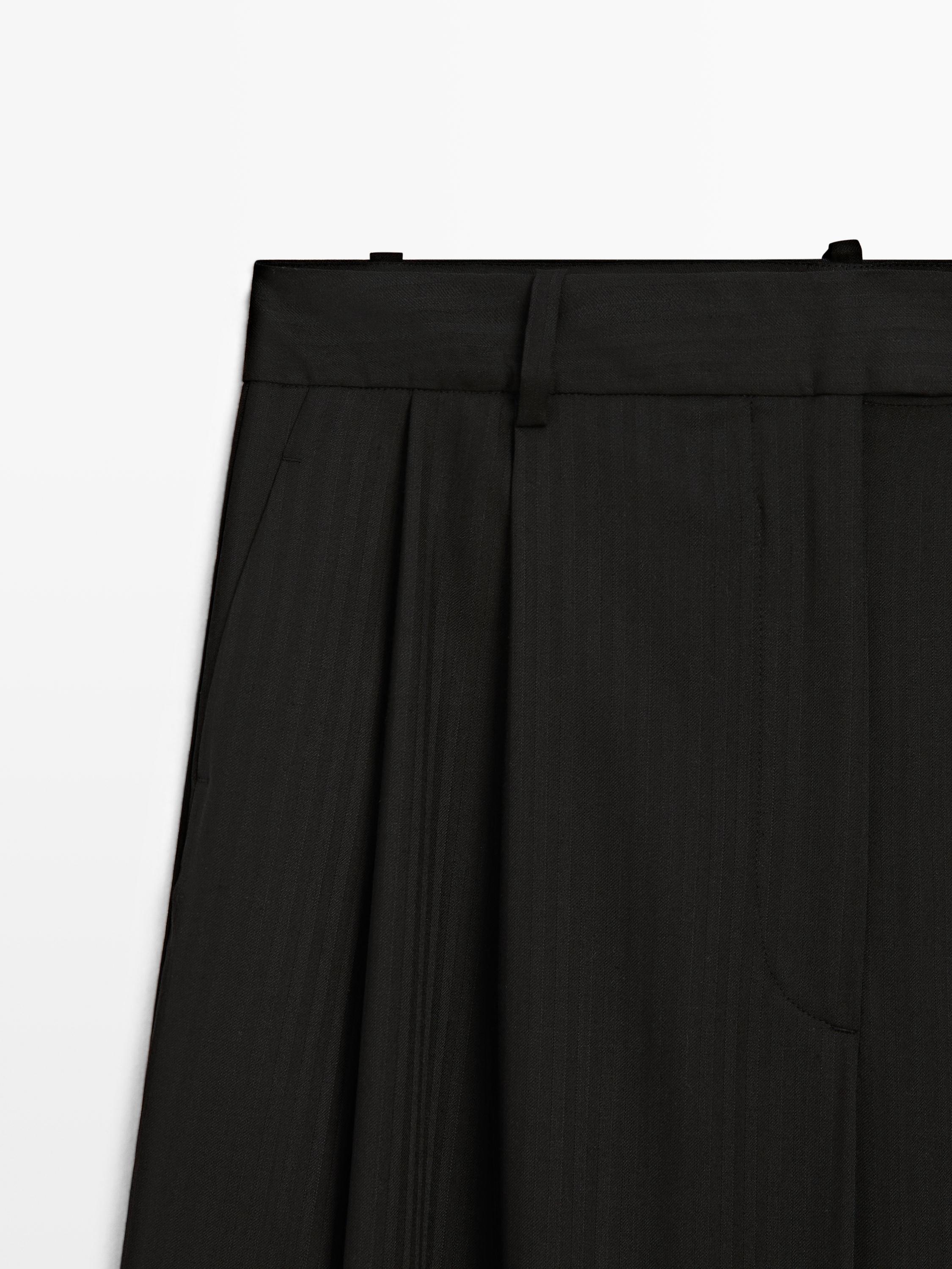 Striped trousers with darts - STUDIO — BLACK