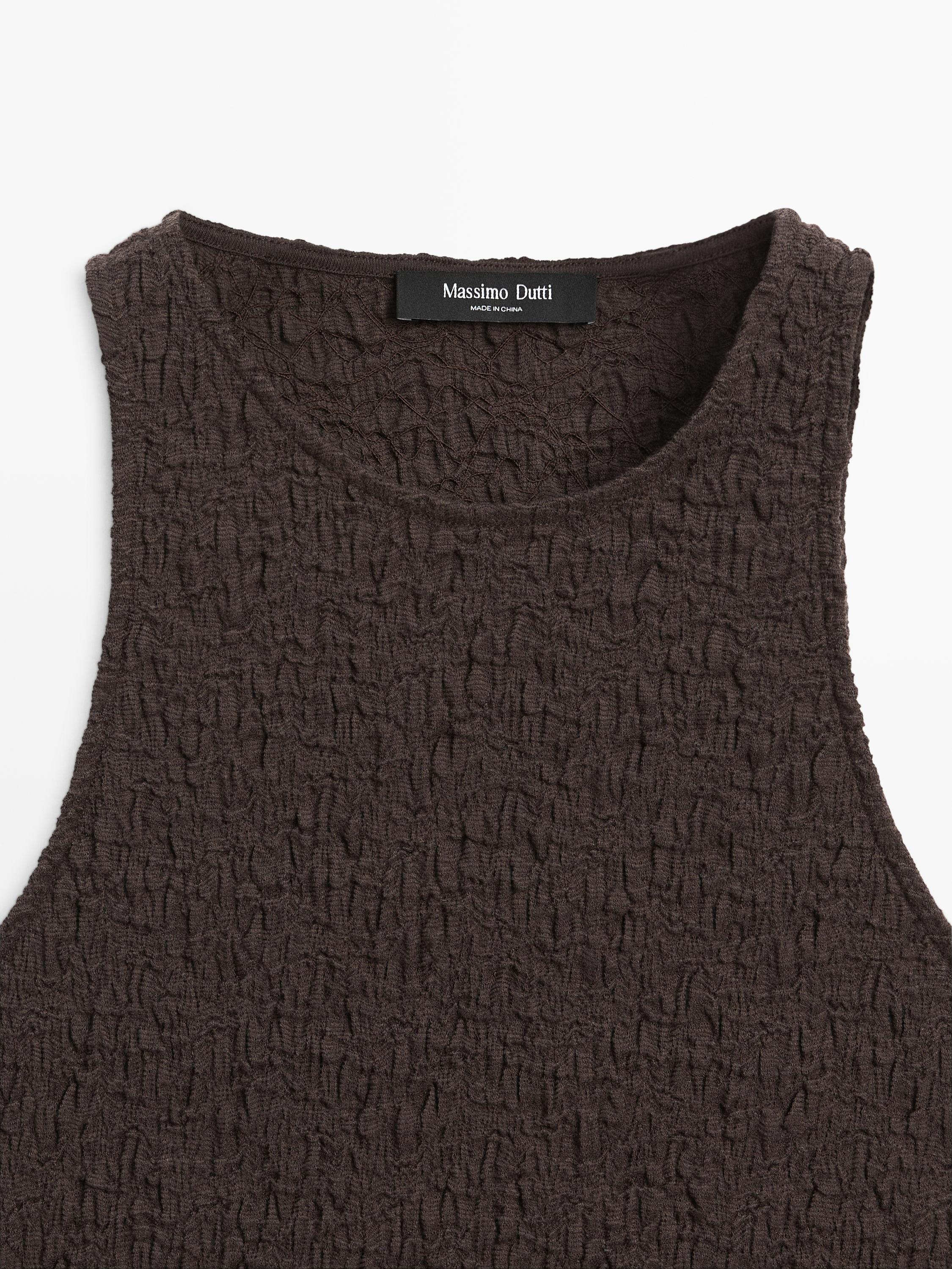 Textured halter top — BROWN